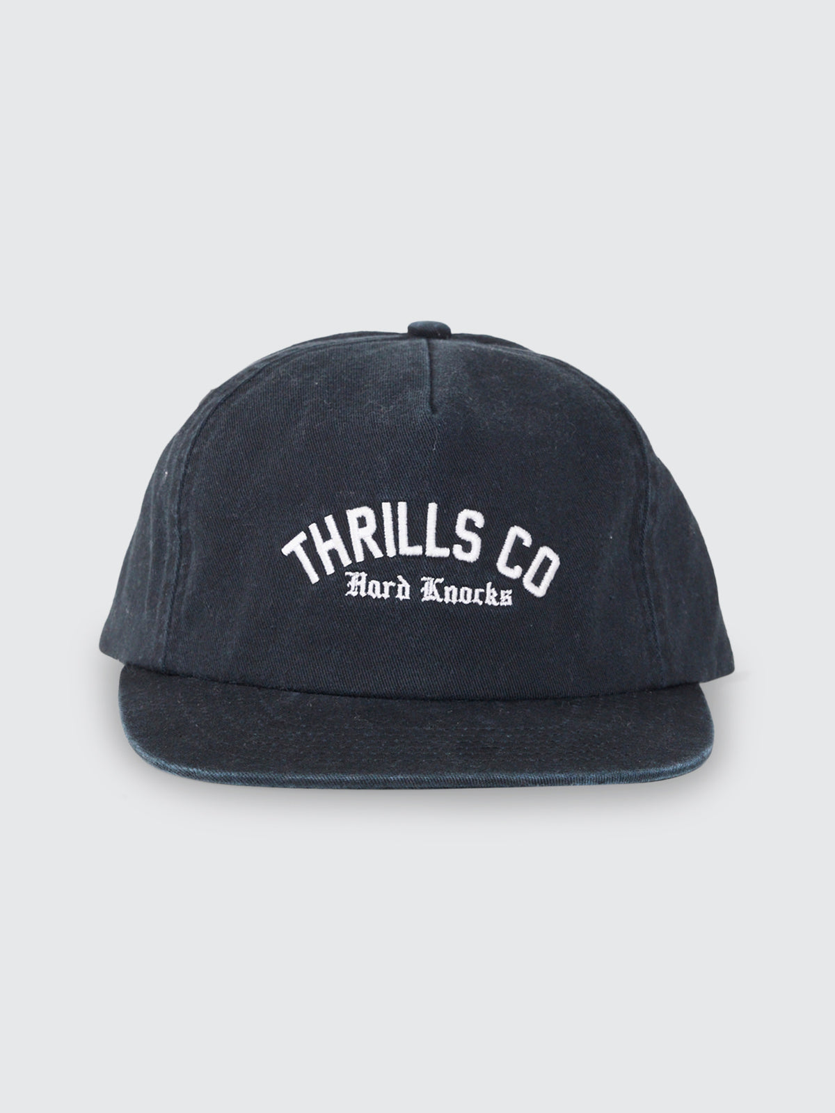 Thrills Co Hard Knocks College 5 Panel Cap - Black in Black