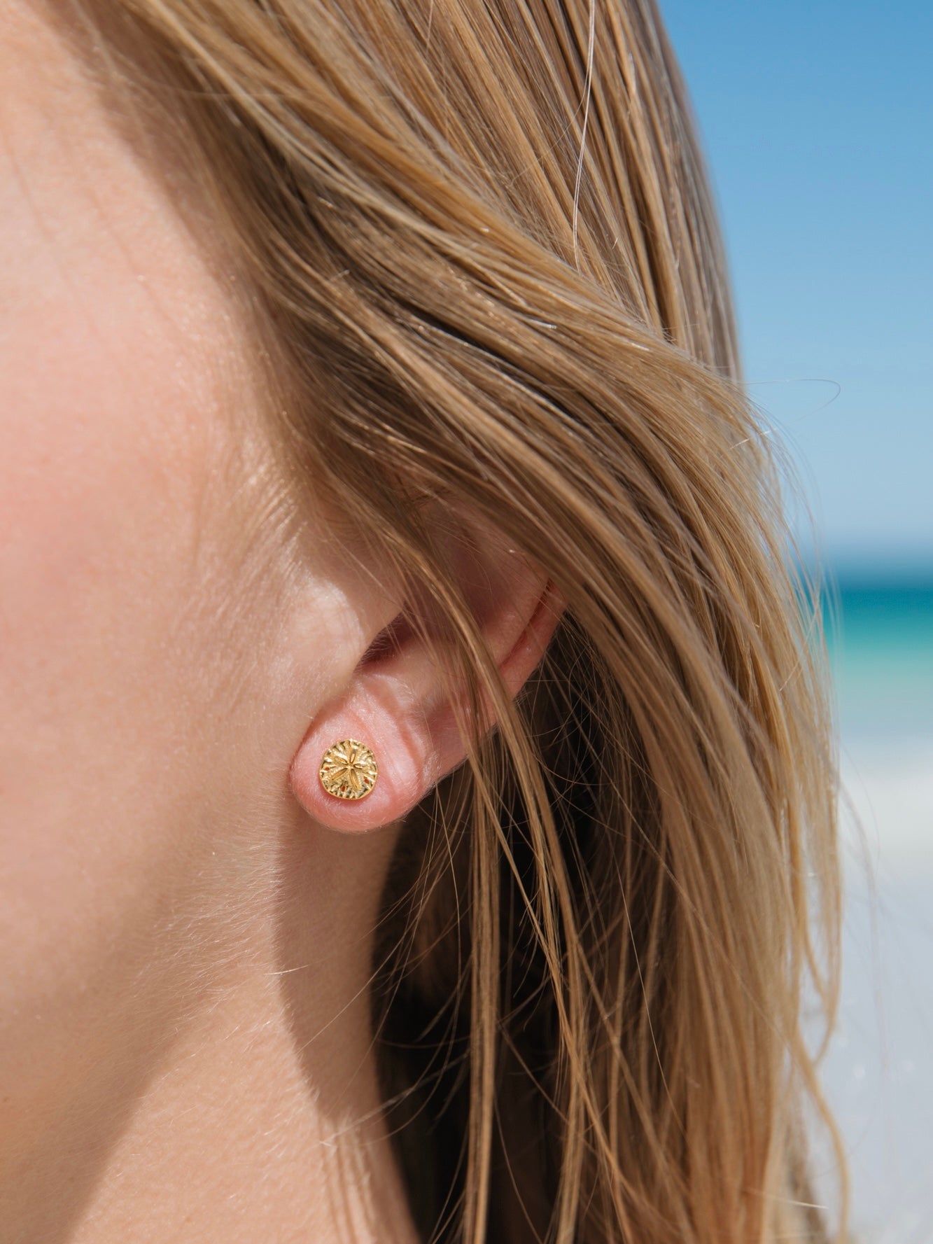 Malakai The Label Sand Dollar Studs in 18k Gold in Default Title