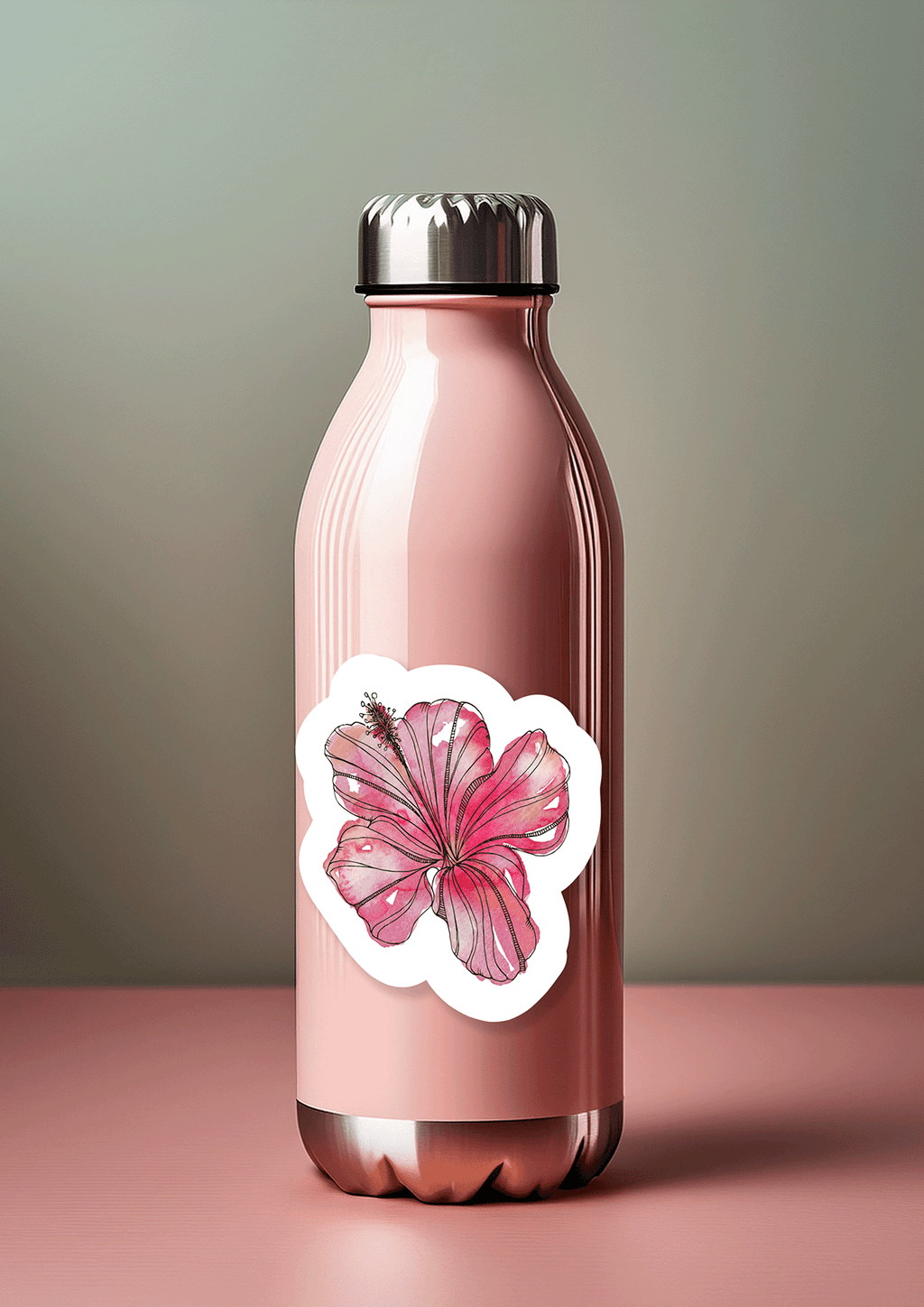 Trevena & Co Hibiscus Flower Watercolour Vinyl Sticker in Single