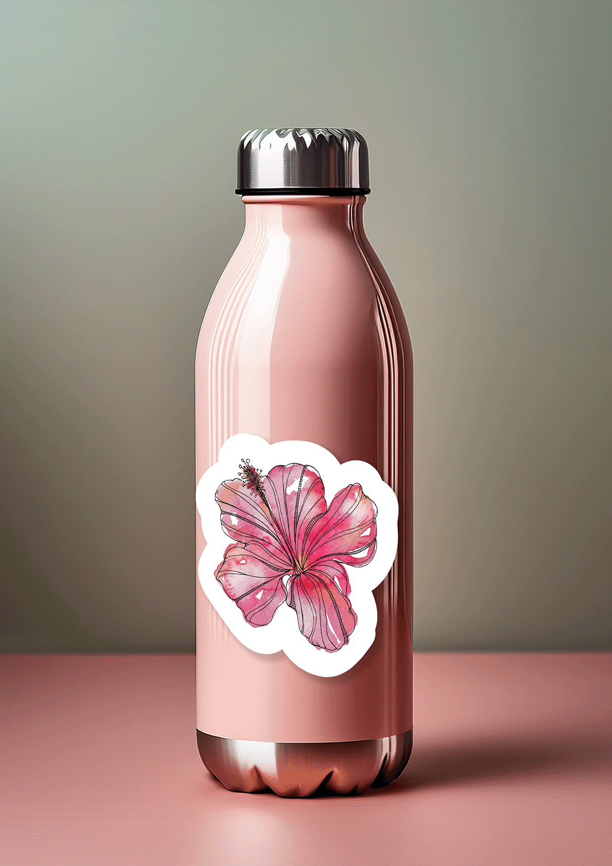 Trevena & Co Hibiscus Flower Watercolour Vinyl Sticker in Single