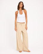 Roxy Womens Lolani Elastic Waist Pants in Pebble