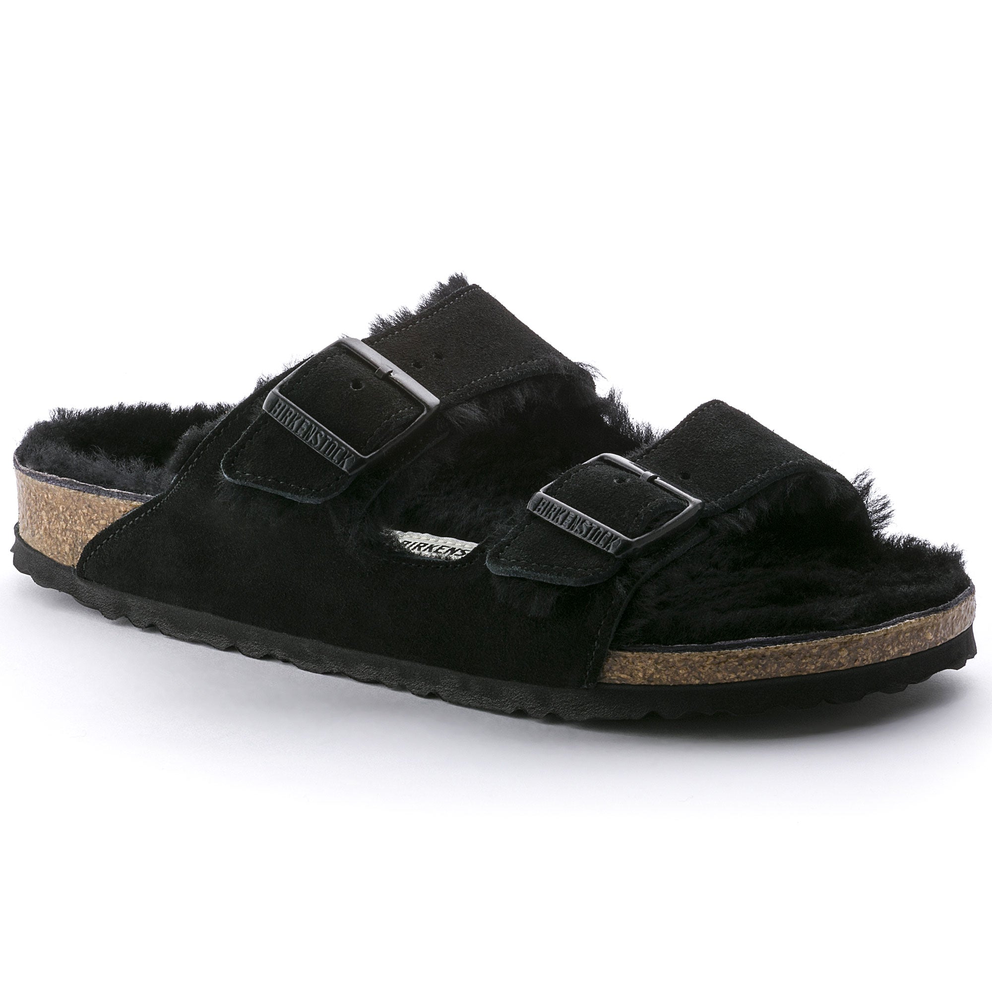 Birkenstock Arizona Shearling Black Suede Leather/Shearling Regular in Black