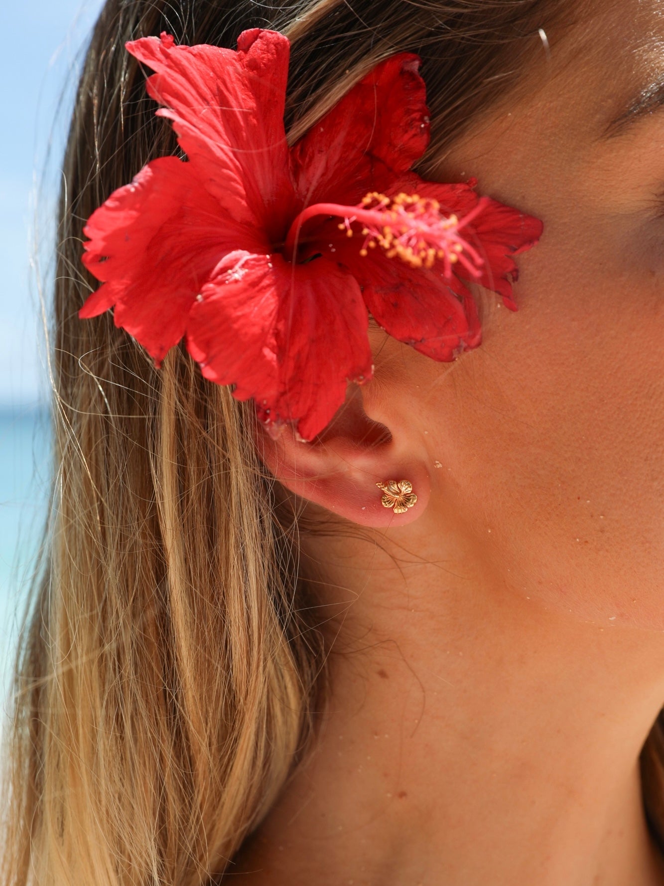 Malakai The Label Hibiscus Studs 18K Gold Vermeil in Default Title