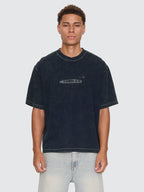 Thrills Co Filtered Embro Oversize Box Crop Tee - Overdye Petrol in Overdye Petrol