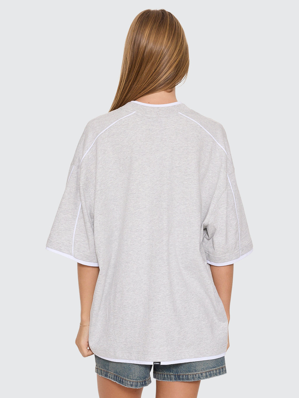 Thrills Co Tournament Of Roses V Neck Oversized Tee - Snow Marle in Snow Marle