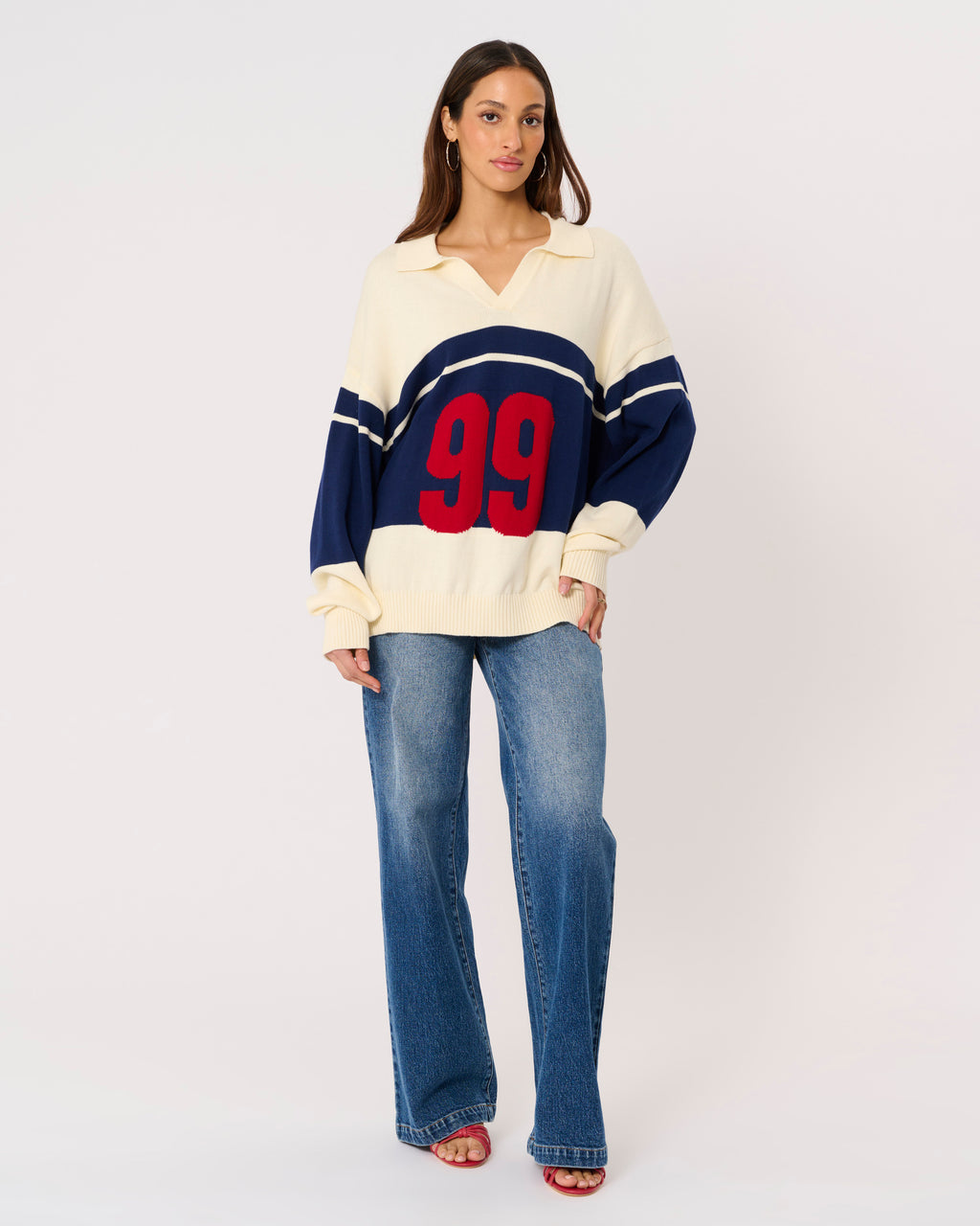 Abrand Jeans 99 Rugby Knit in BLUE STRIPE