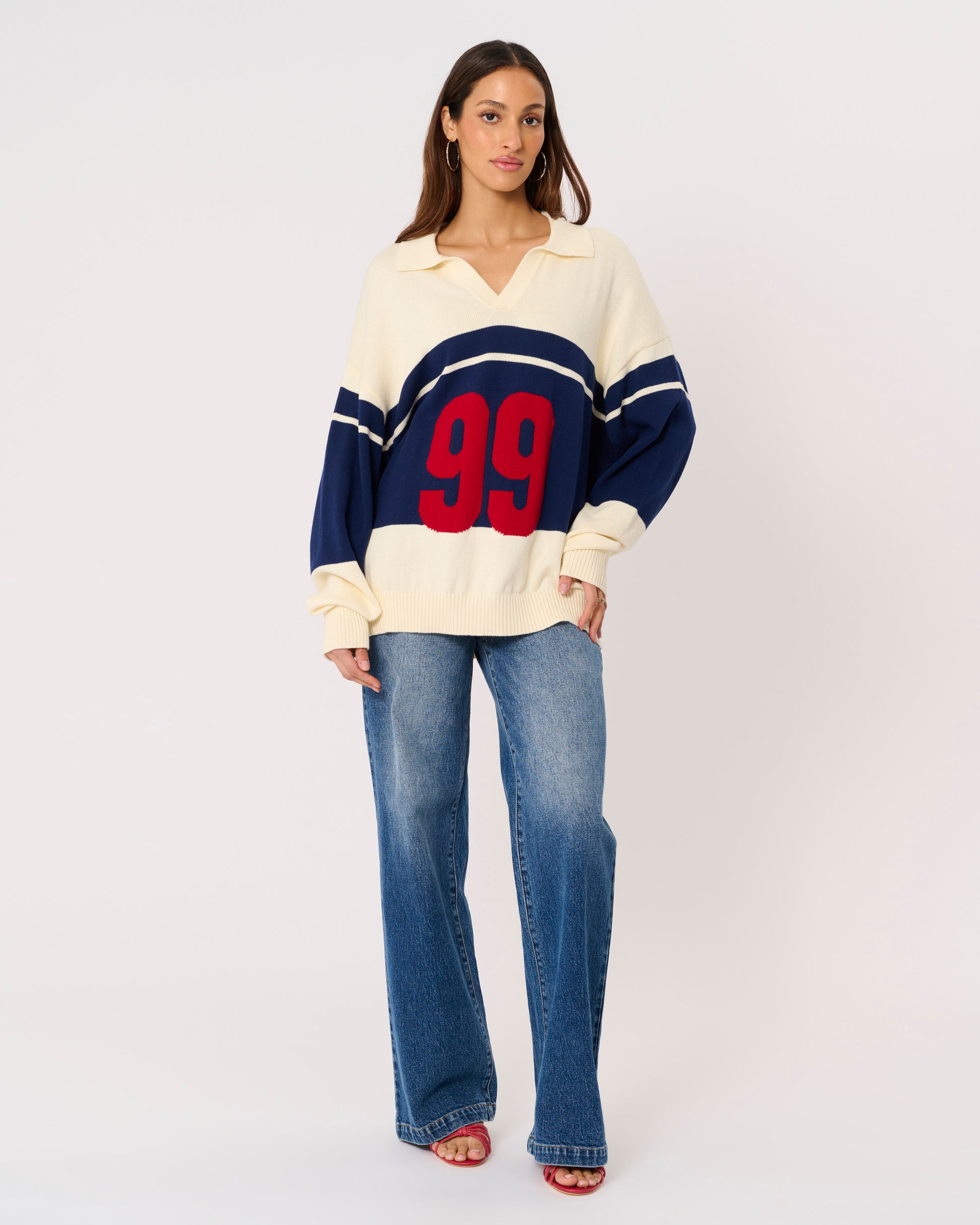 Abrand Jeans 99 Rugby Knit in BLUE STRIPE