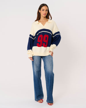 Abrand Jeans 99 Rugby Knit in BLUE STRIPE