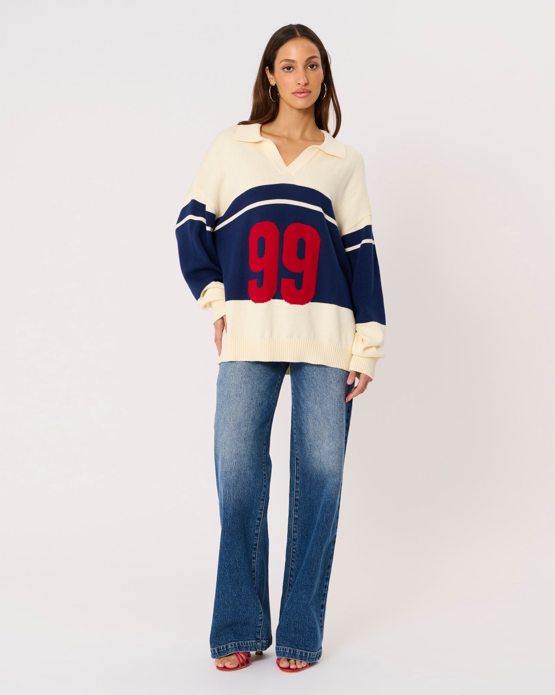 Abrand Jeans 99 Rugby Knit in BLUE STRIPE