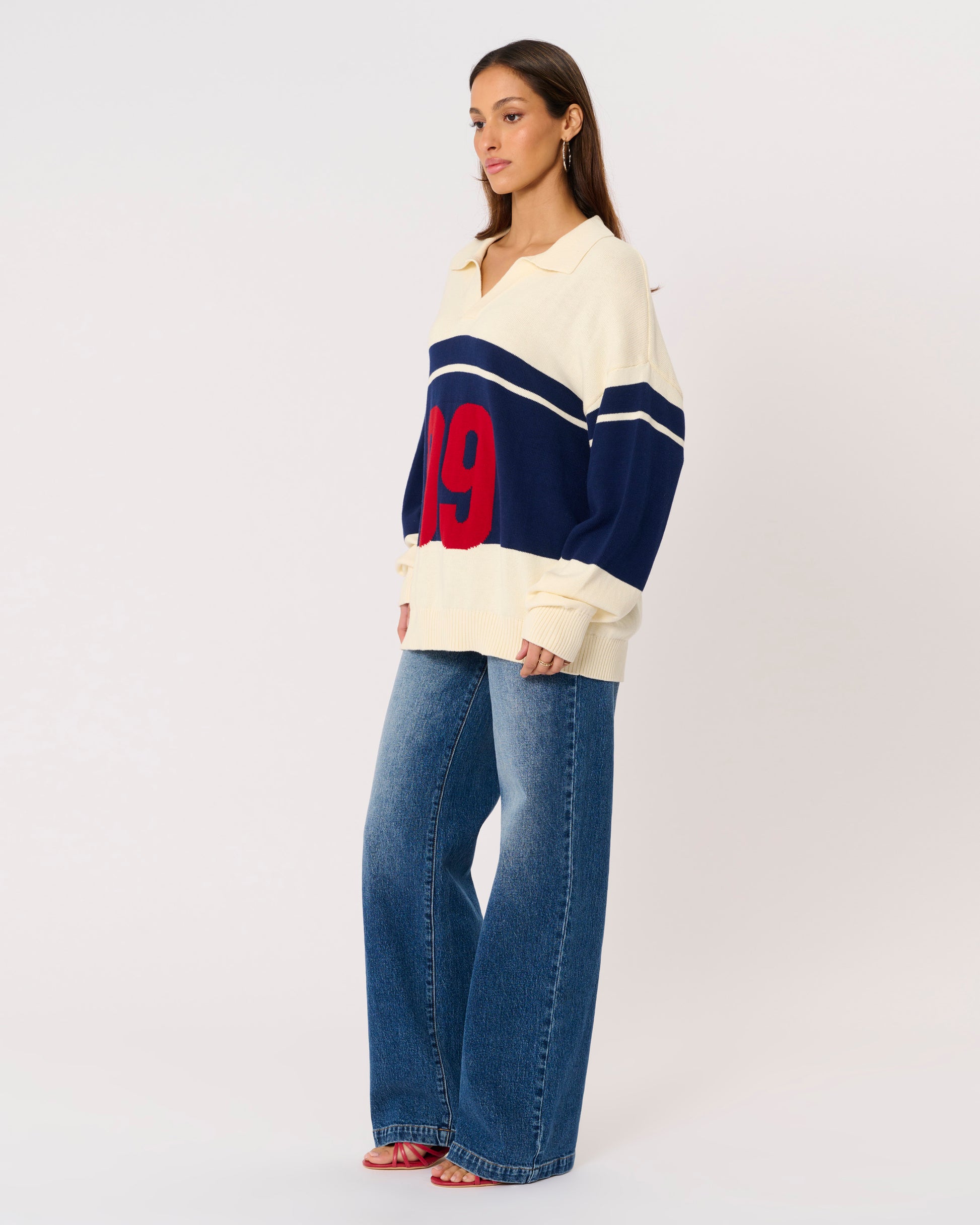 Abrand Jeans 99 Rugby Knit in BLUE STRIPE