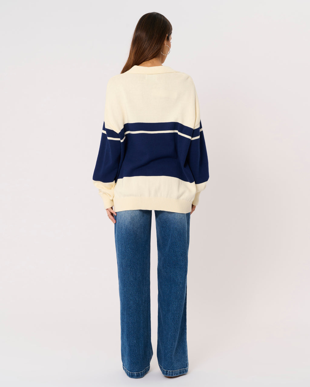 Abrand Jeans 99 Rugby Knit in BLUE STRIPE
