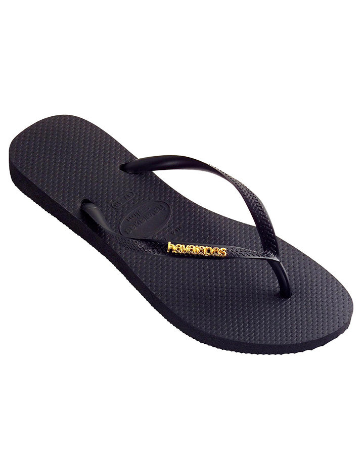 Havaianas Slim Metal Logo Black/Gold in Black/Gold