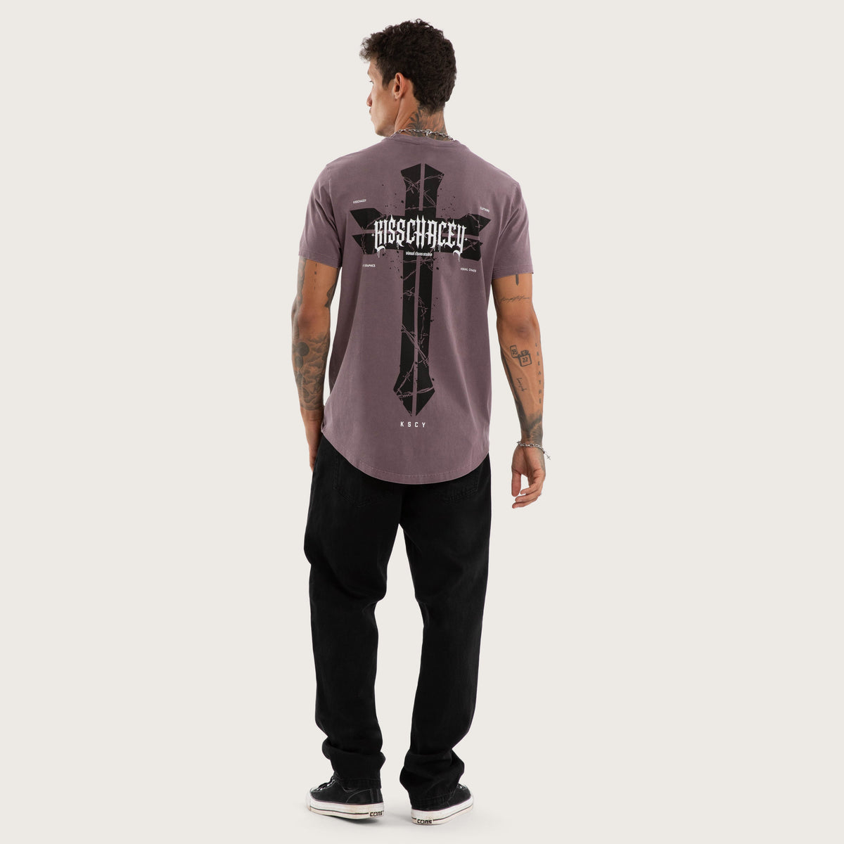 Kiss Chacey Arcane Dual Curved Tee in Pigment Flint