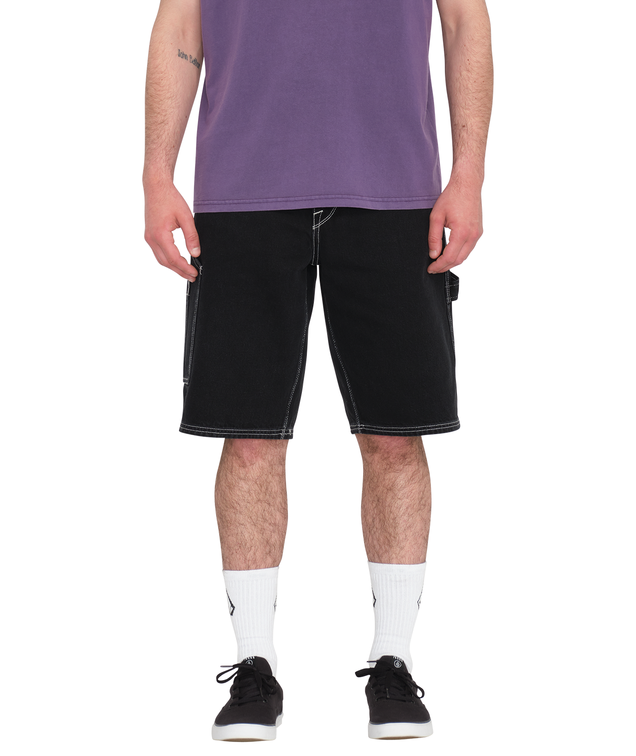 Volcom Labored Denim Utility Short in BLACK