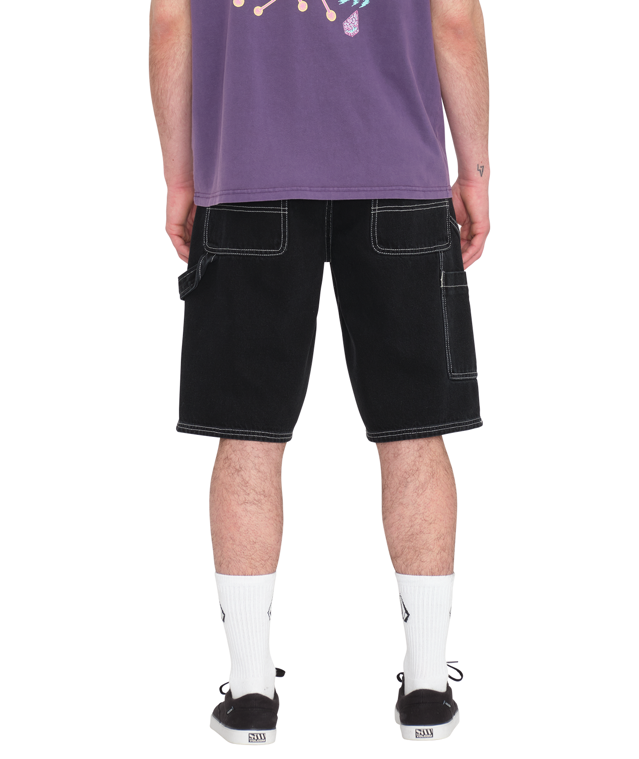 Volcom Labored Denim Utility Short in BLACK