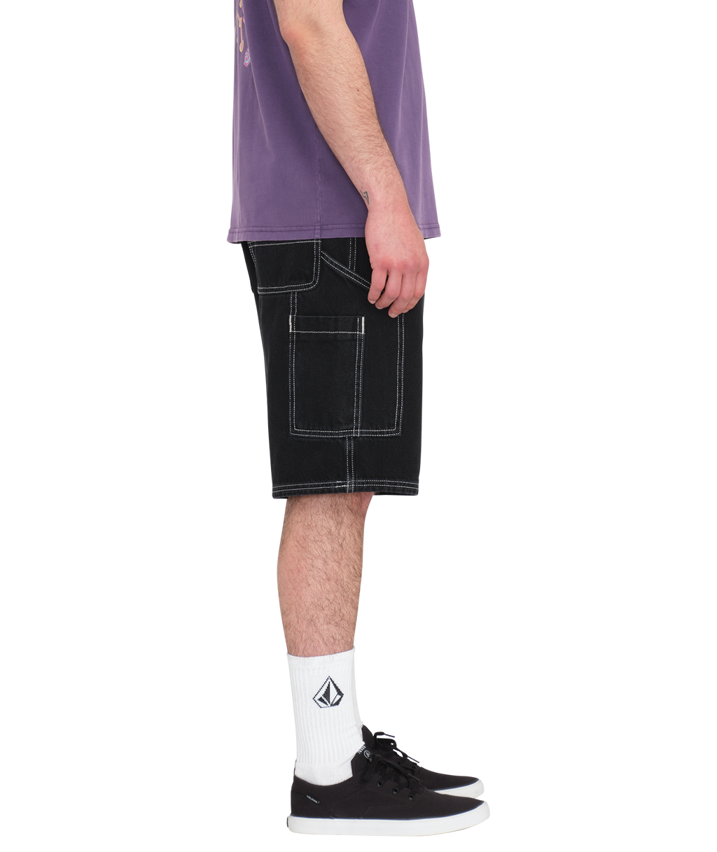 Volcom Labored Denim Utility Short in BLACK
