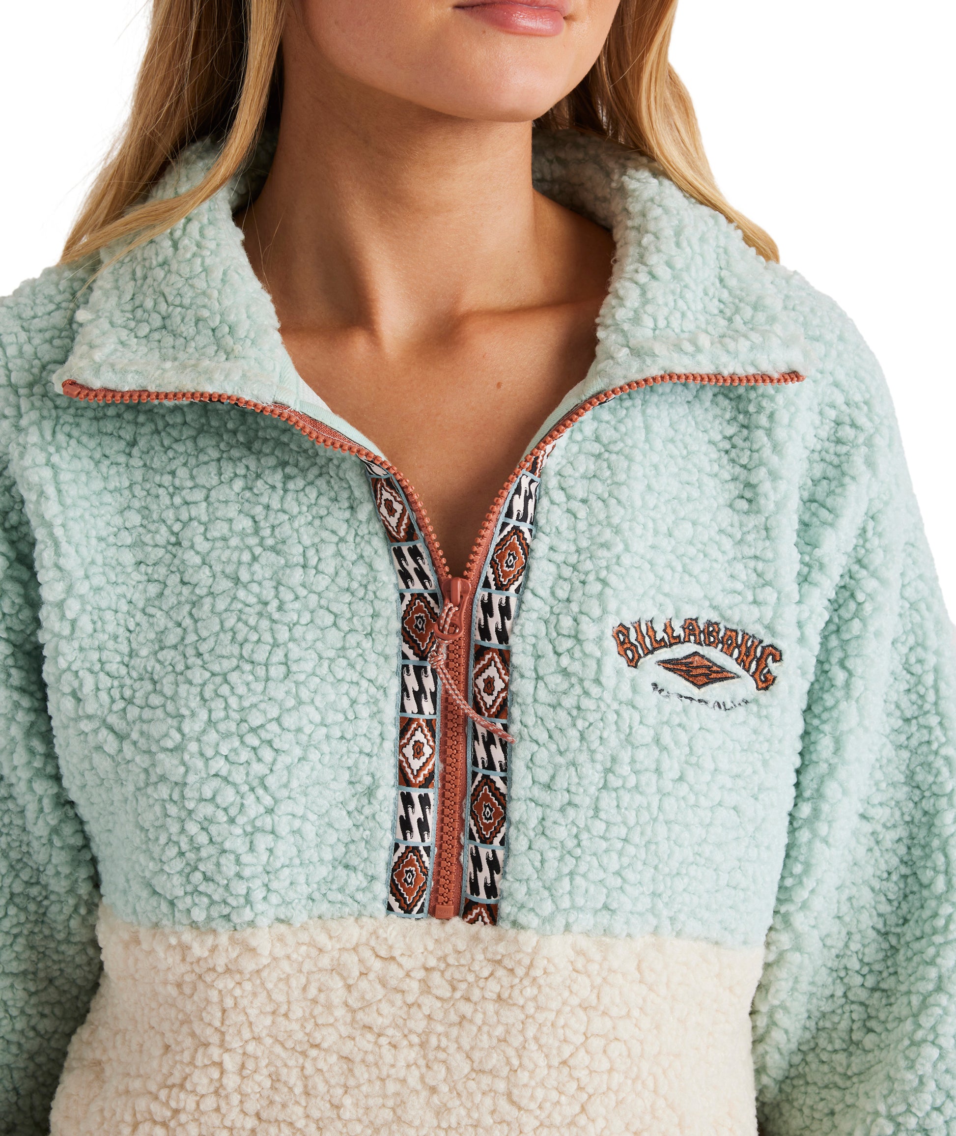 Billabong Horizon Mock Neck Colorblock in BLUE HAZE