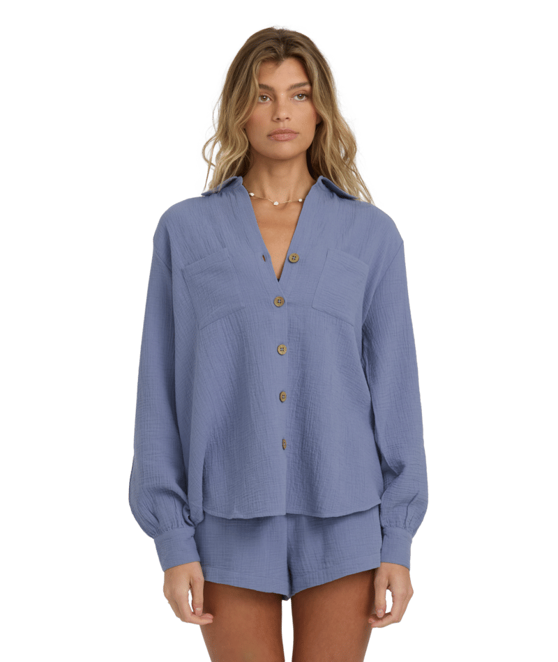 Billabong Sweet Swell Ls Wvn in STONE BLUE