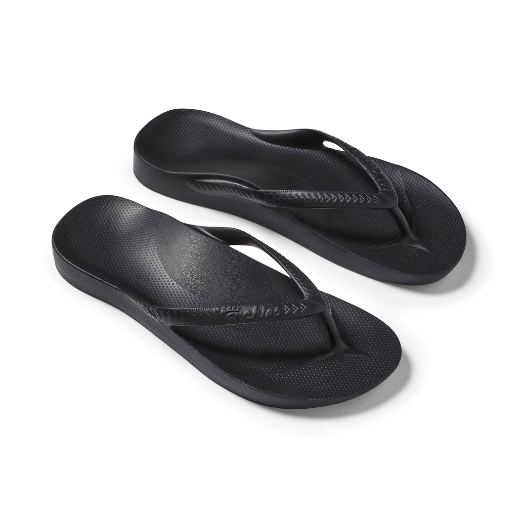 Archies Footwear Arch Support Thongs - Classic - Black in Single