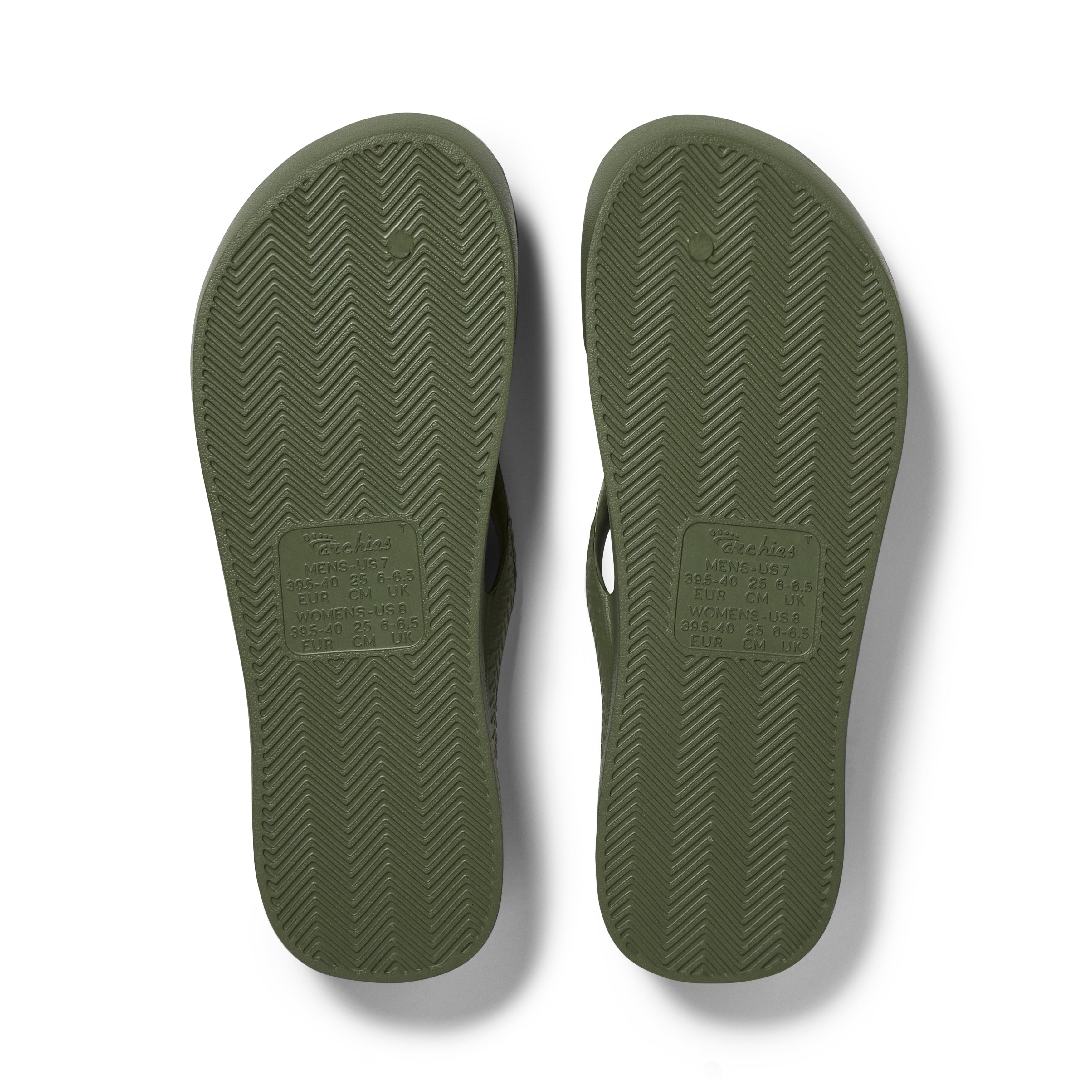 Archies Footwear Arch Support Thongs - Classic - Olive in Single