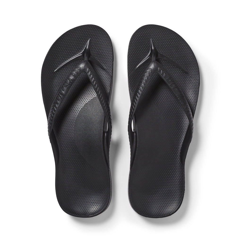 Archies Footwear Arch Support Thongs - Classic - Black in Single