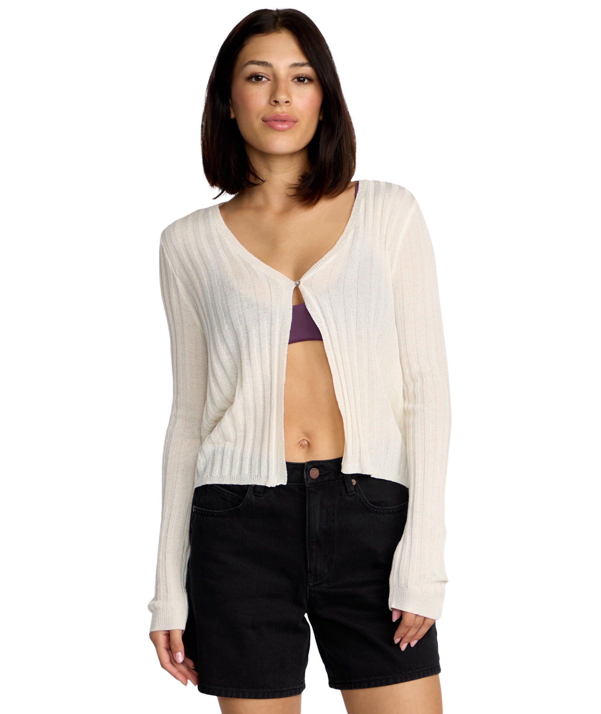 Volcom Pulp Stitchin Cardi in STAR WHITE