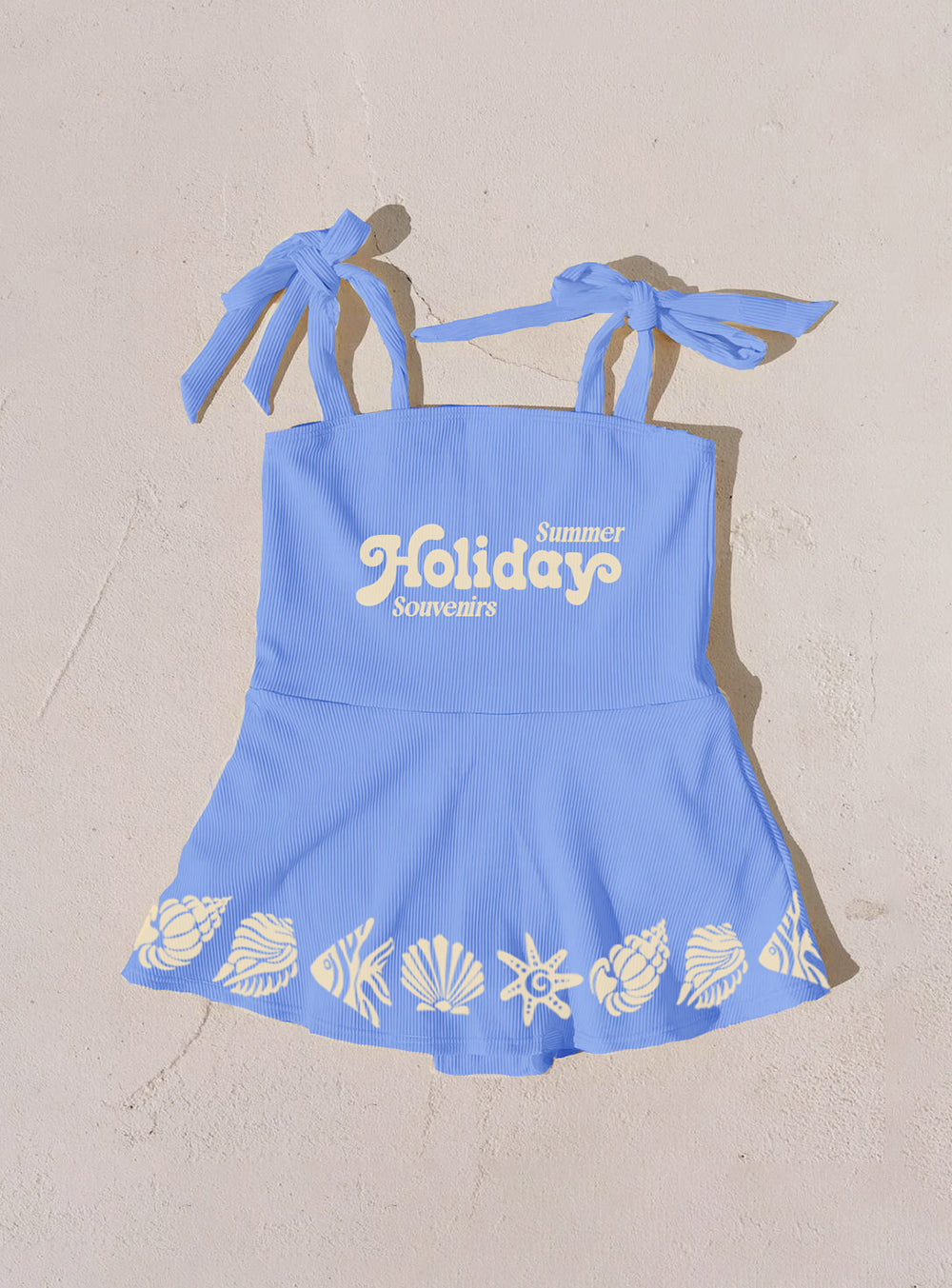 Small Swim Club Blue Holiday Swim Dress in Blue Holiday