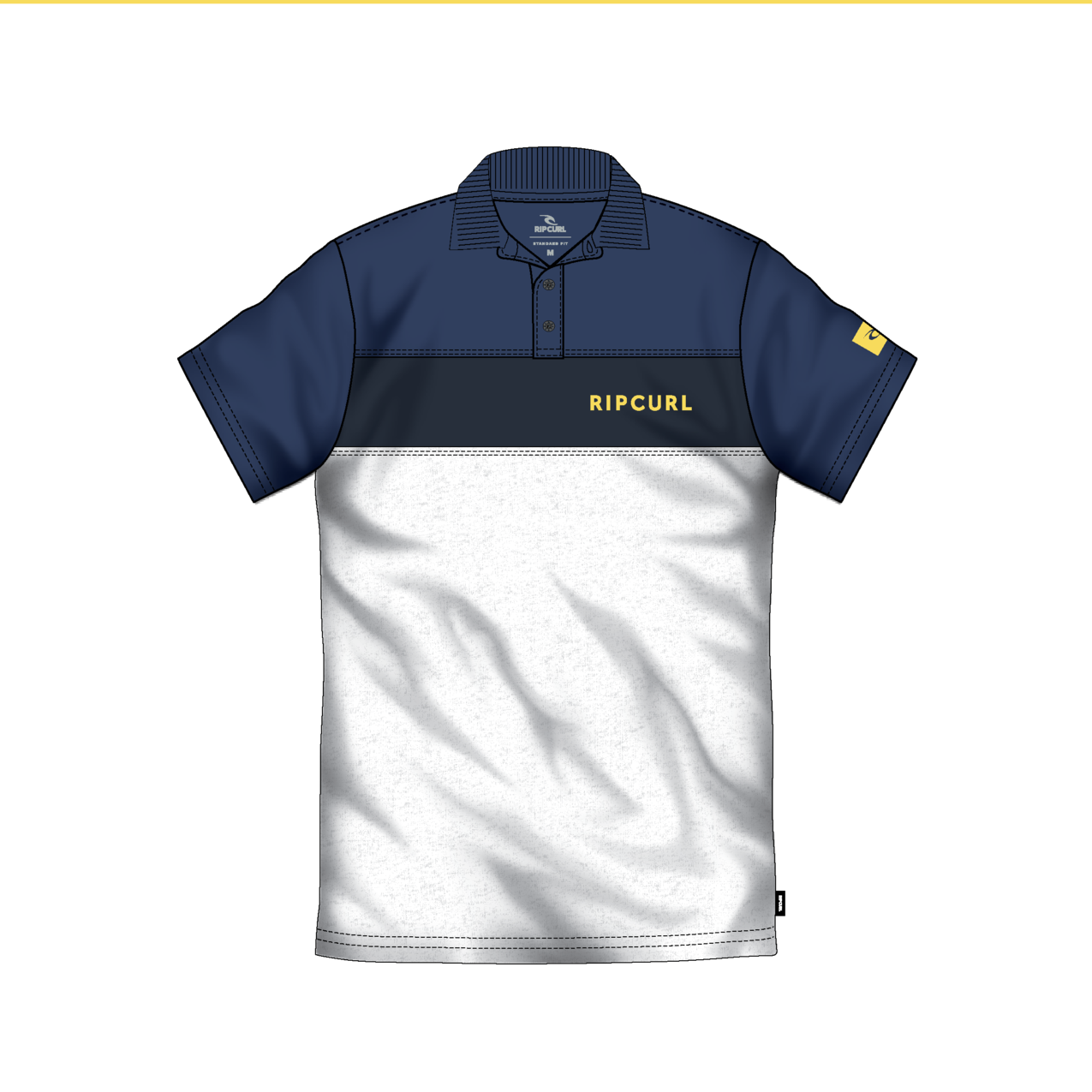 Rip Curl Undertow Panel Polo in GREY MARLE/NAVY