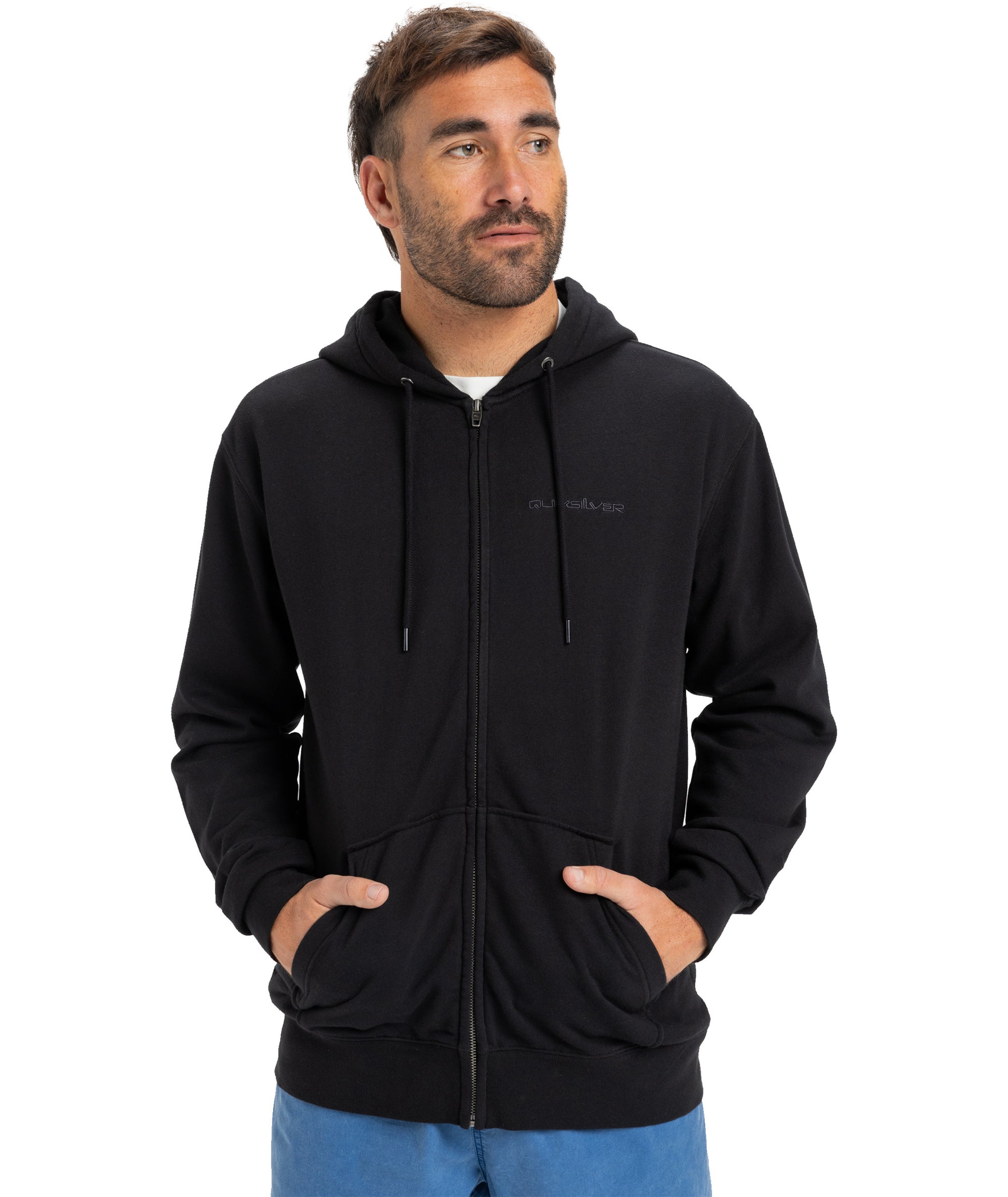 Quiksilver Salt Water Zip Hoodie in BLACK