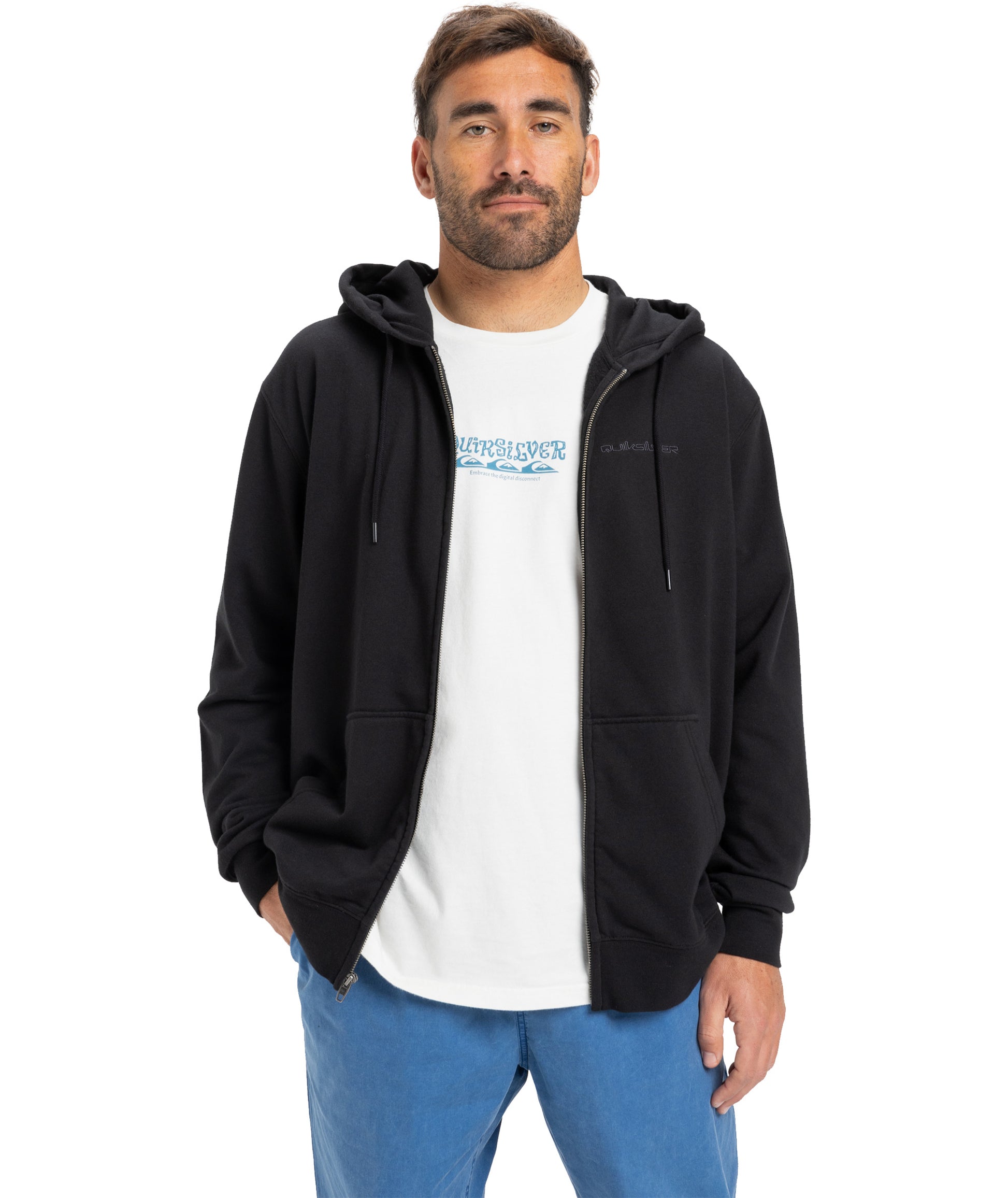 Quiksilver Salt Water Zip Hoodie in BLACK