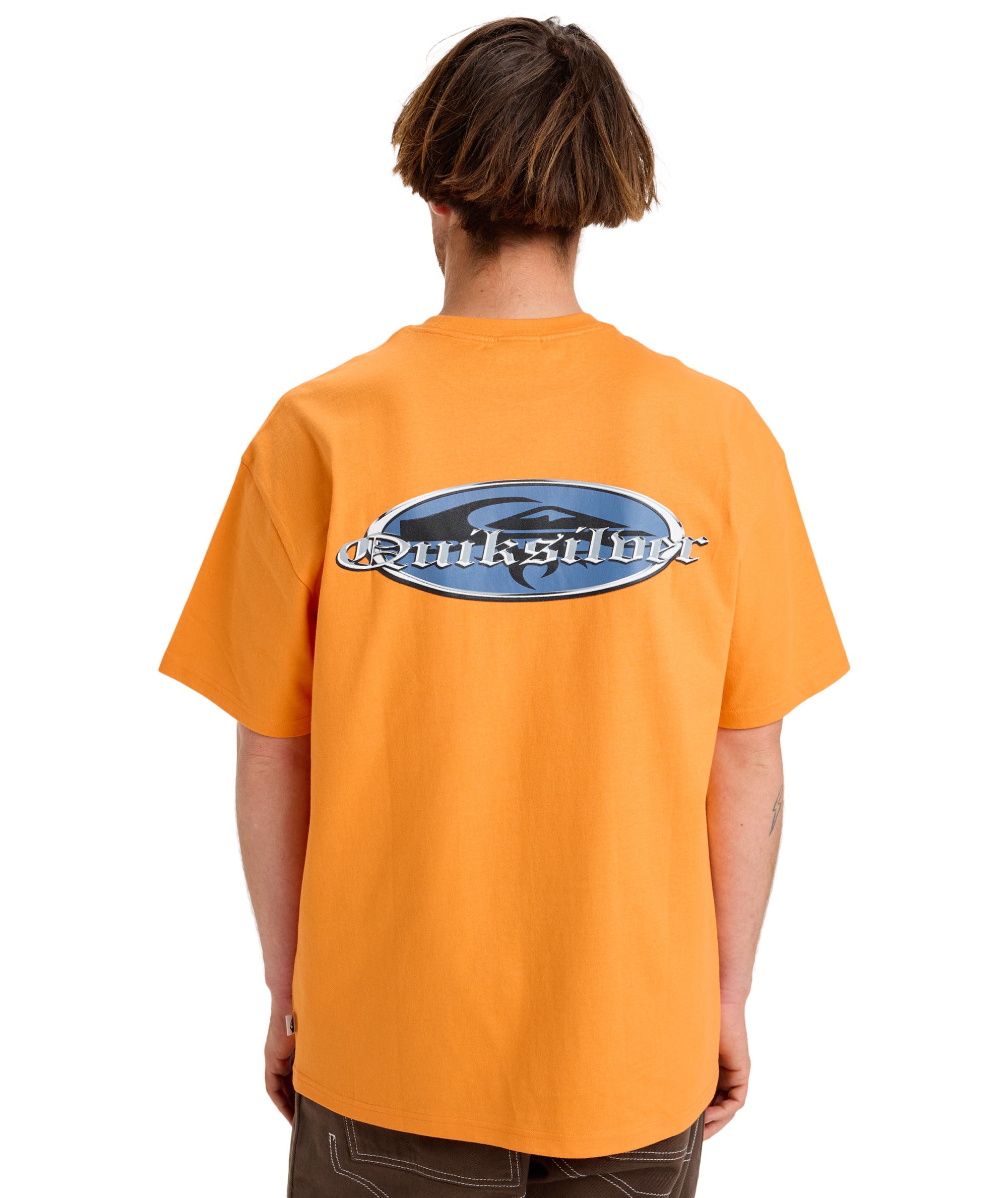 Quiksilver Mercury Chrome Oldenglish Tee in ORANGE PEEL