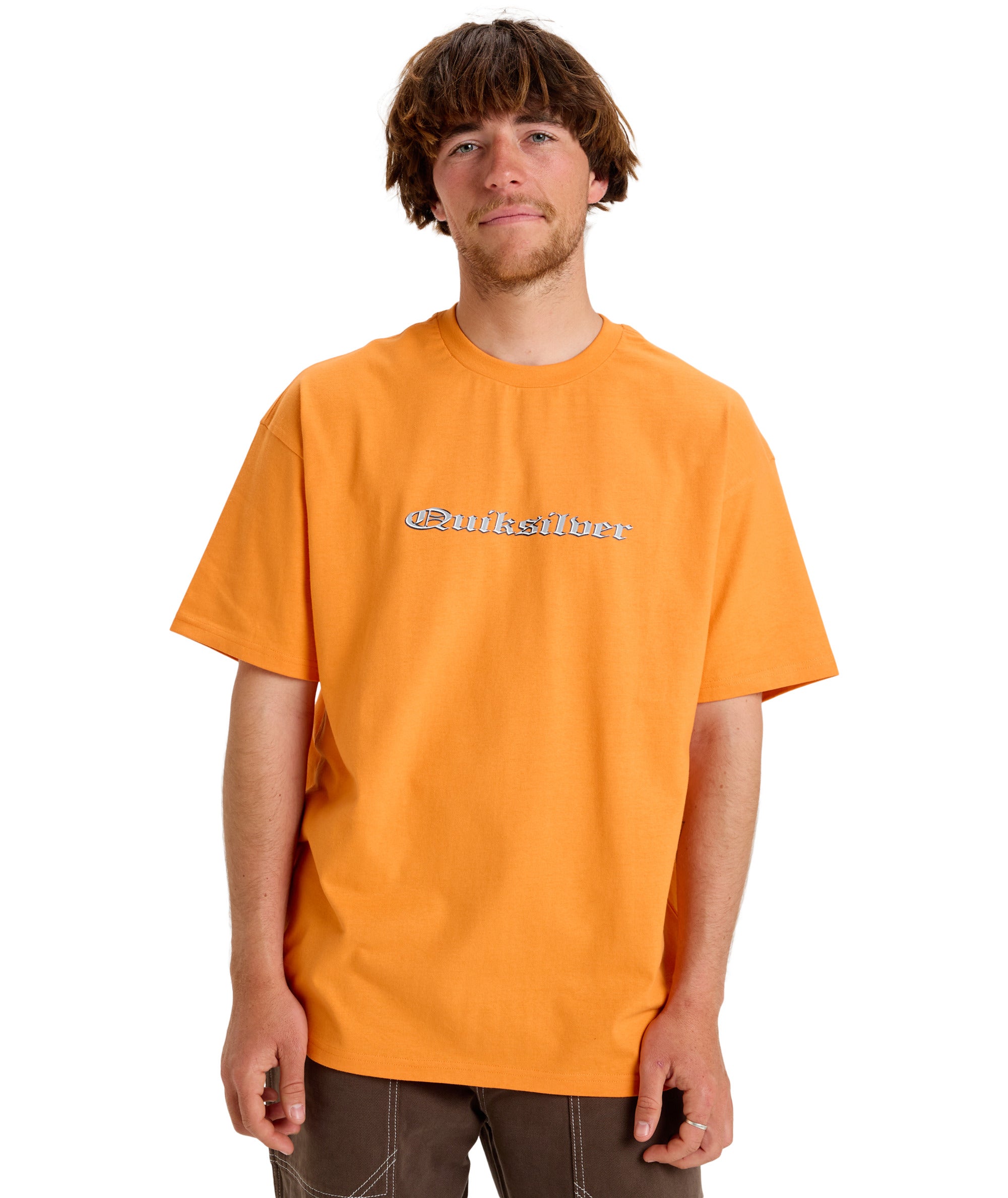 Quiksilver Mercury Chrome Oldenglish Tee in ORANGE PEEL