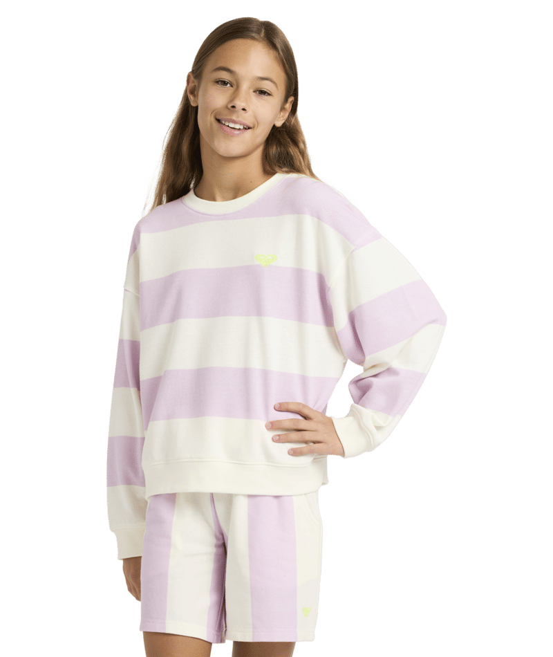 Roxy Little Things Crew in CROCUS PETAL STRICTLY STRIPE