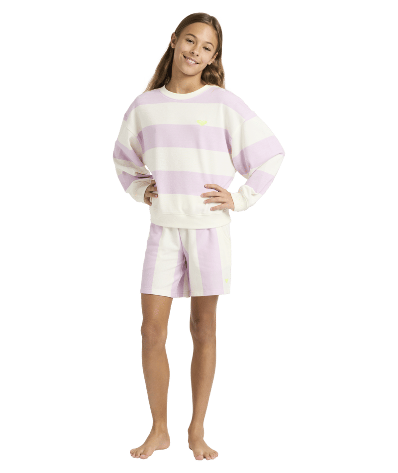 Roxy Little Things Crew in CROCUS PETAL STRICTLY STRIPE