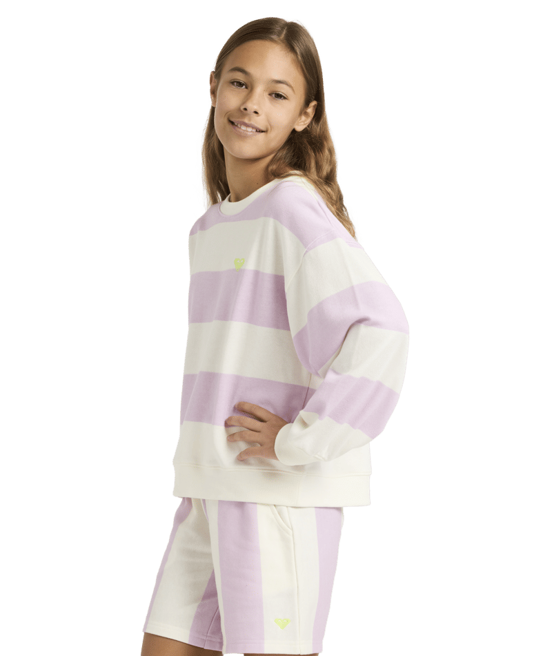 Roxy Little Things Crew in CROCUS PETAL STRICTLY STRIPE