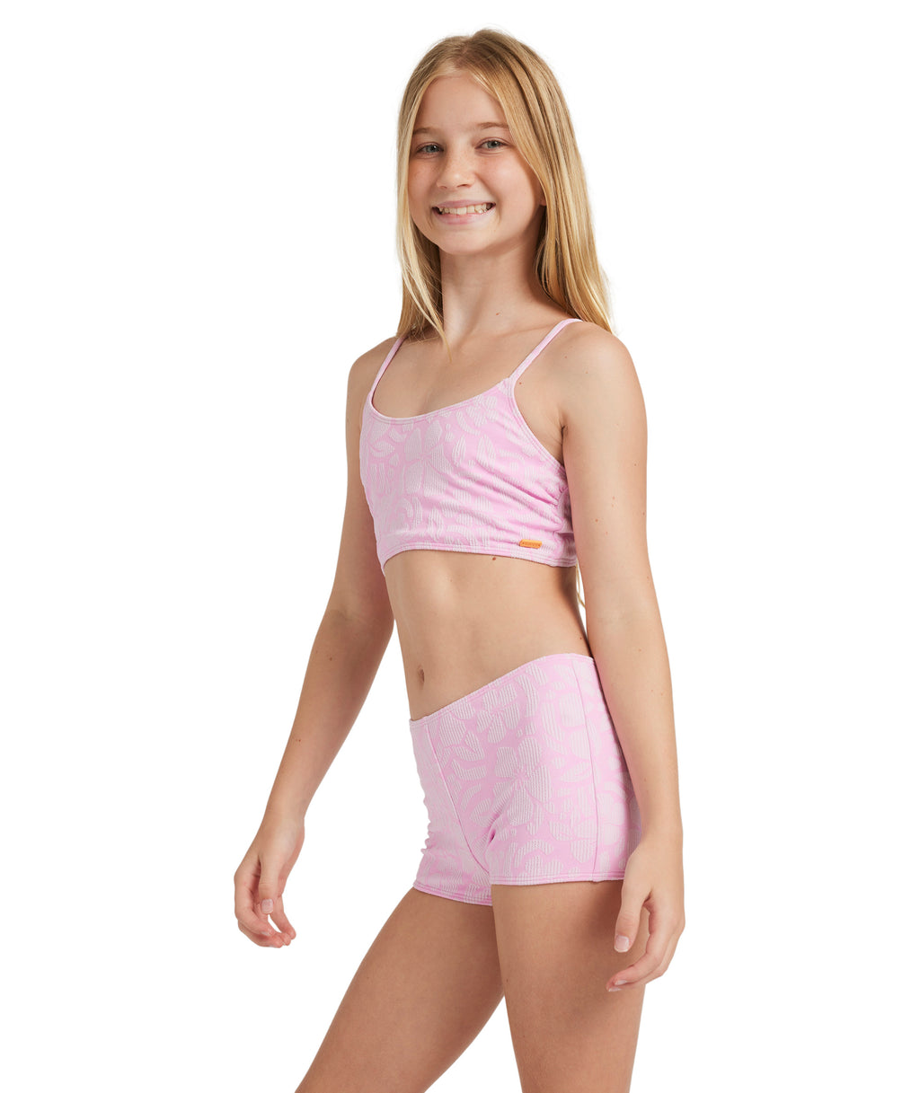 Roxy Bico Paper Crop Top Set in BONBON SHADOW TROPICS