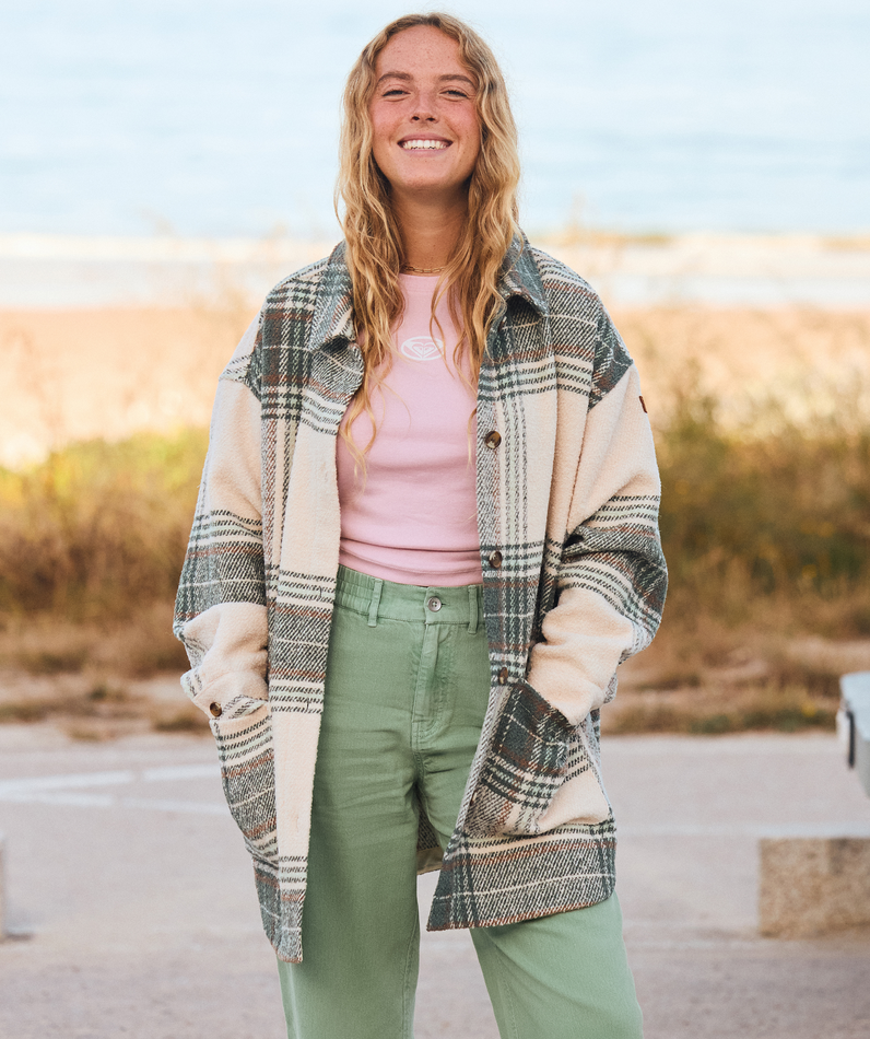 Roxy Check Me Now in AGAVE GREEN OLAN PLAID