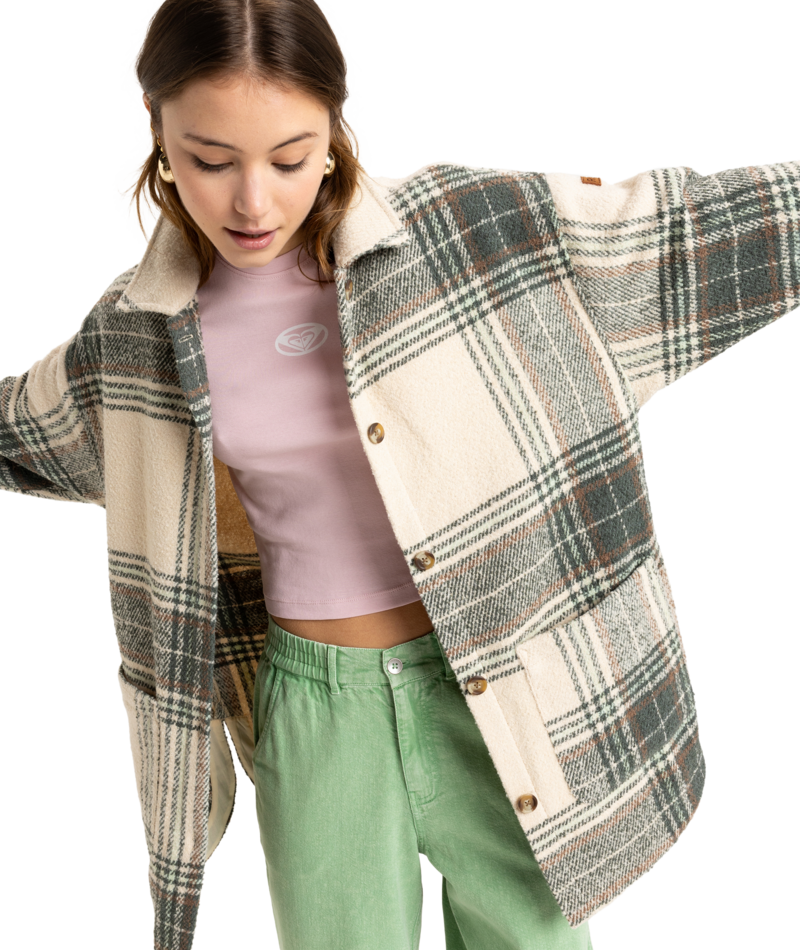 Roxy Check Me Now in AGAVE GREEN OLAN PLAID
