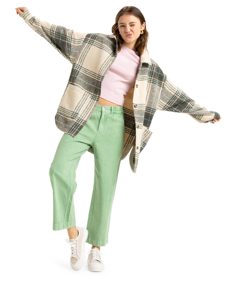 Roxy Check Me Now in AGAVE GREEN OLAN PLAID