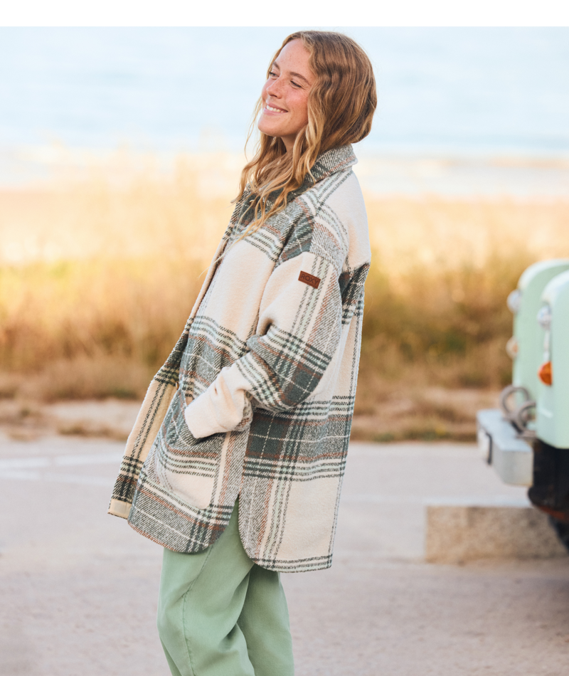 Roxy Check Me Now in AGAVE GREEN OLAN PLAID