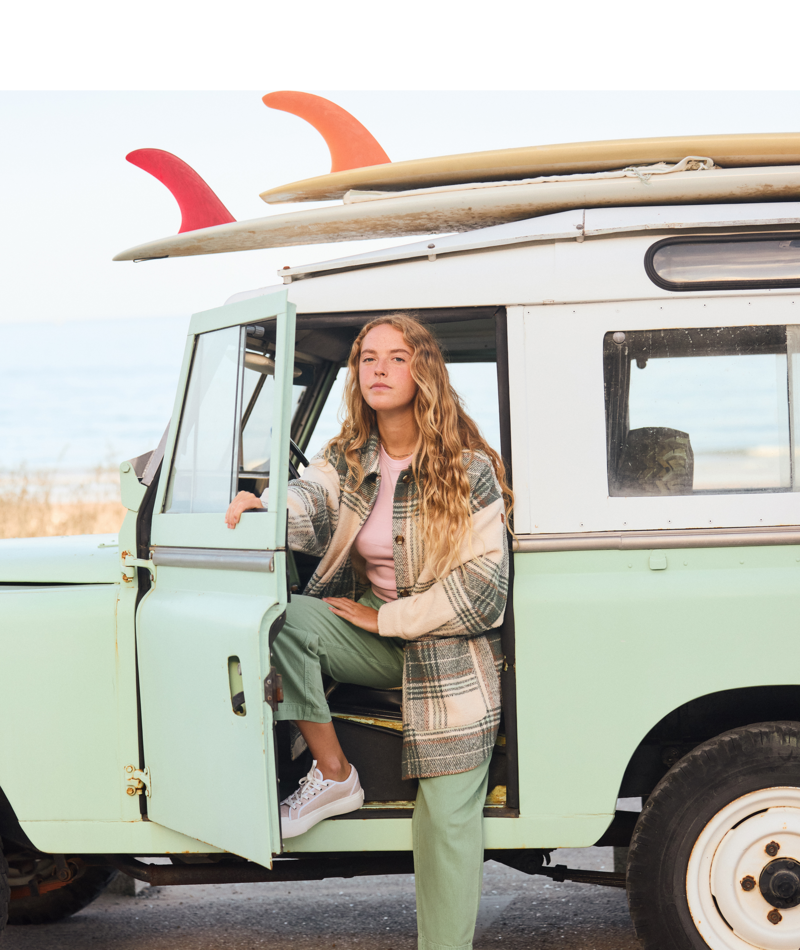 Roxy Check Me Now in AGAVE GREEN OLAN PLAID