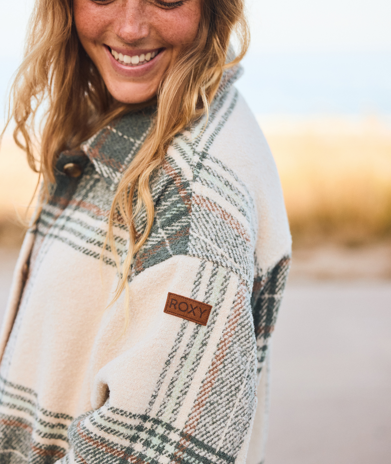 Roxy Check Me Now in AGAVE GREEN OLAN PLAID