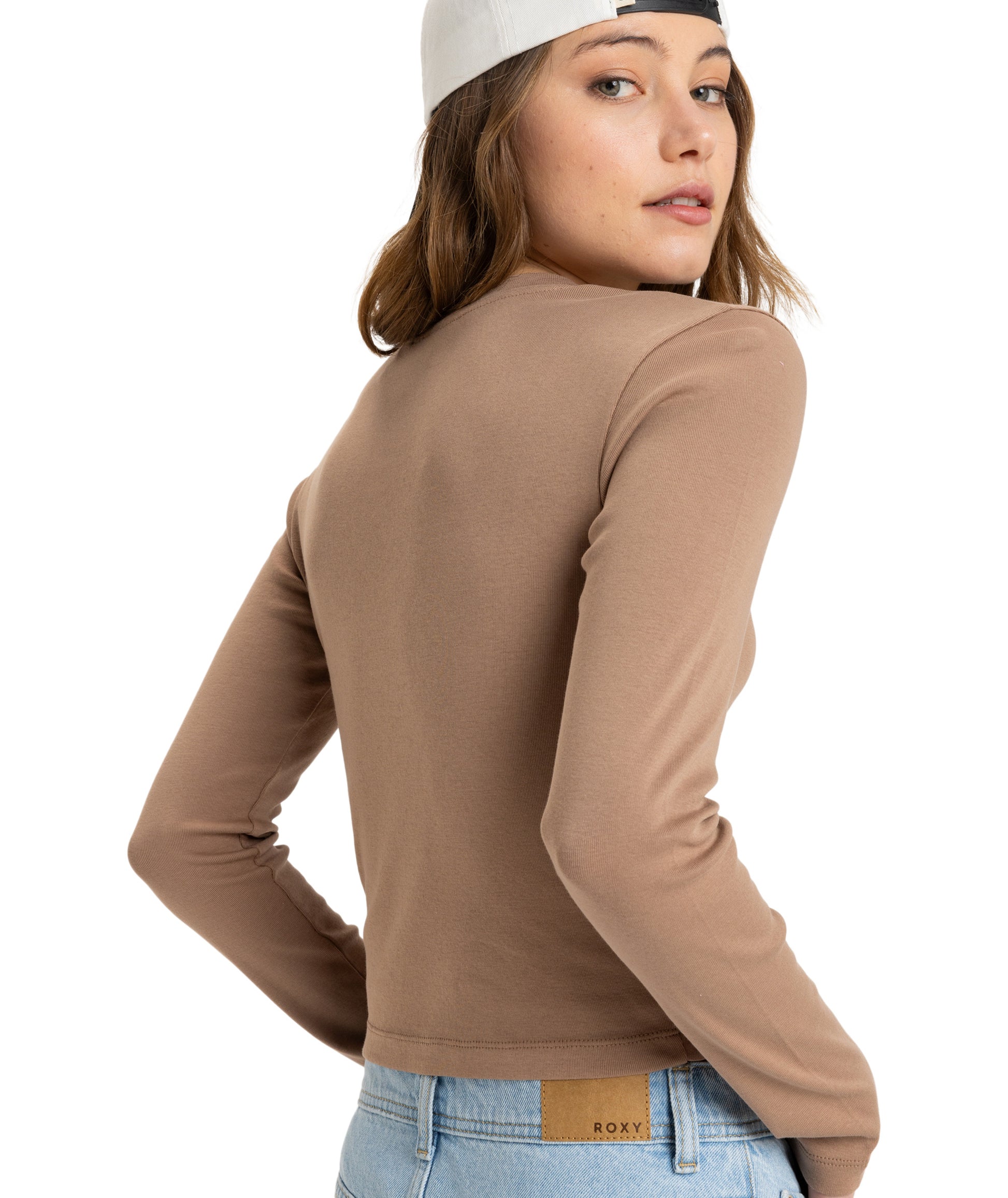 Roxy Ls Baby T in PORTABELLA