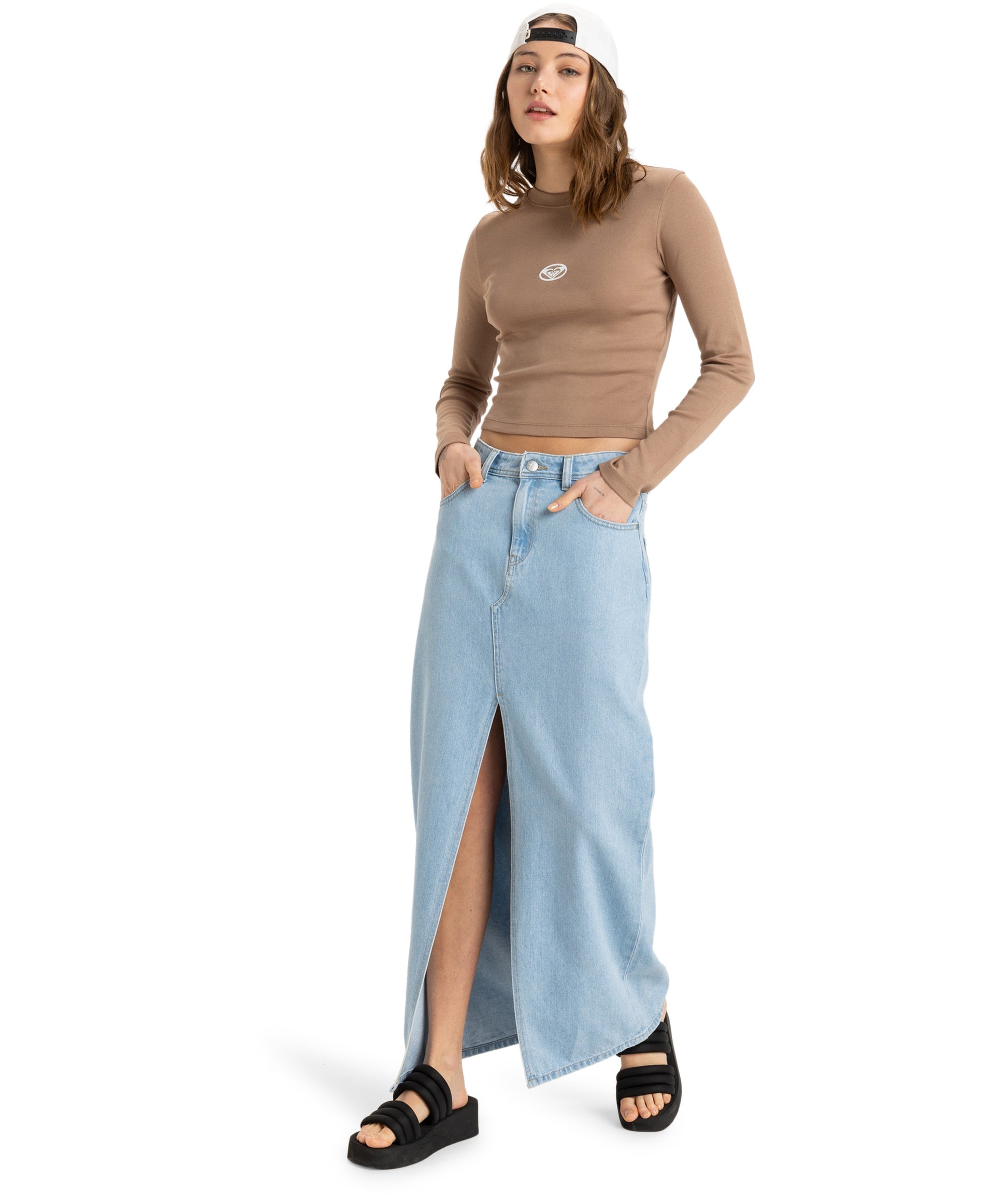 Roxy Ls Baby T in PORTABELLA