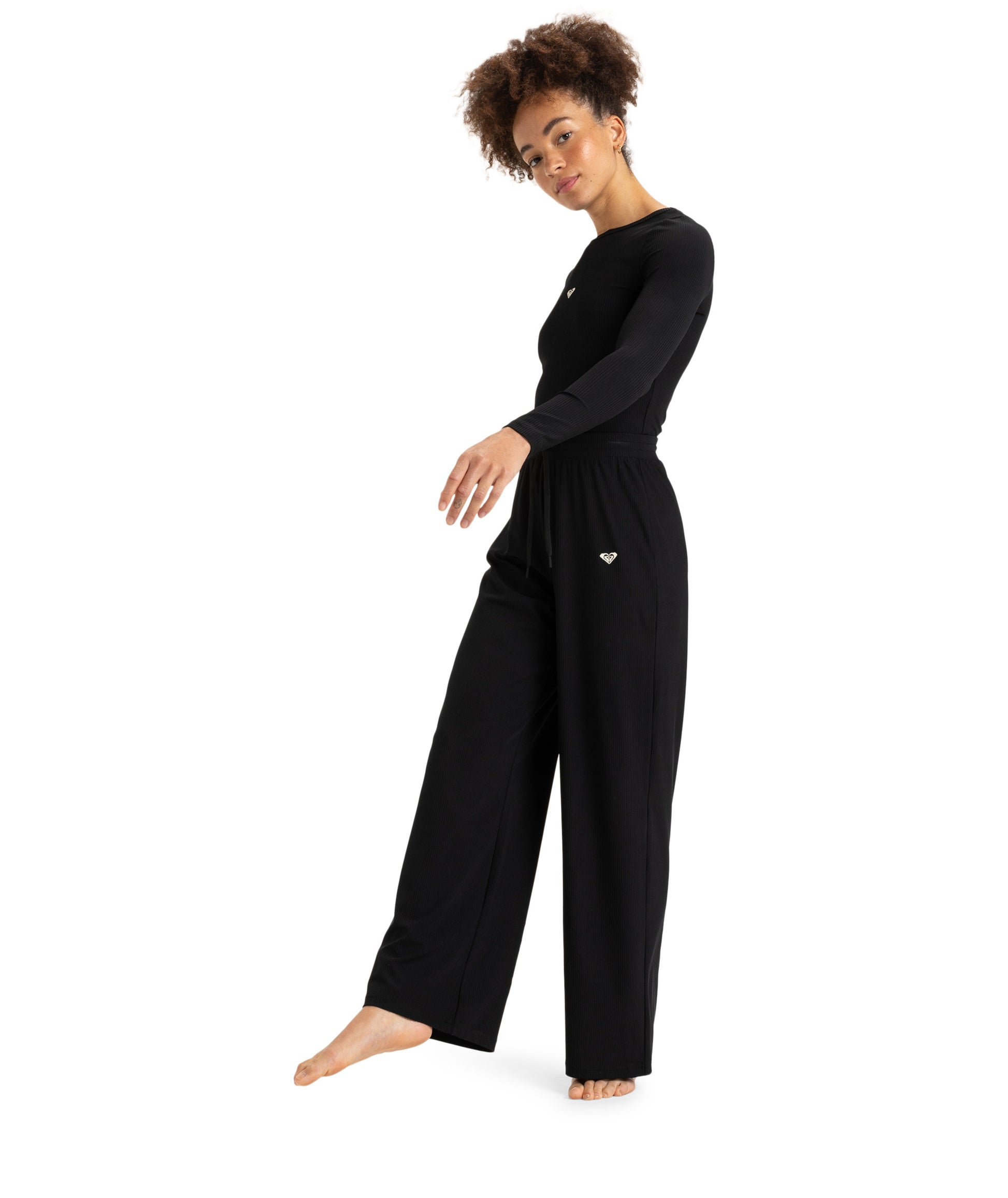 Roxy Rise & Vibe Rib Wide Leg Pants in ANTHRACITE