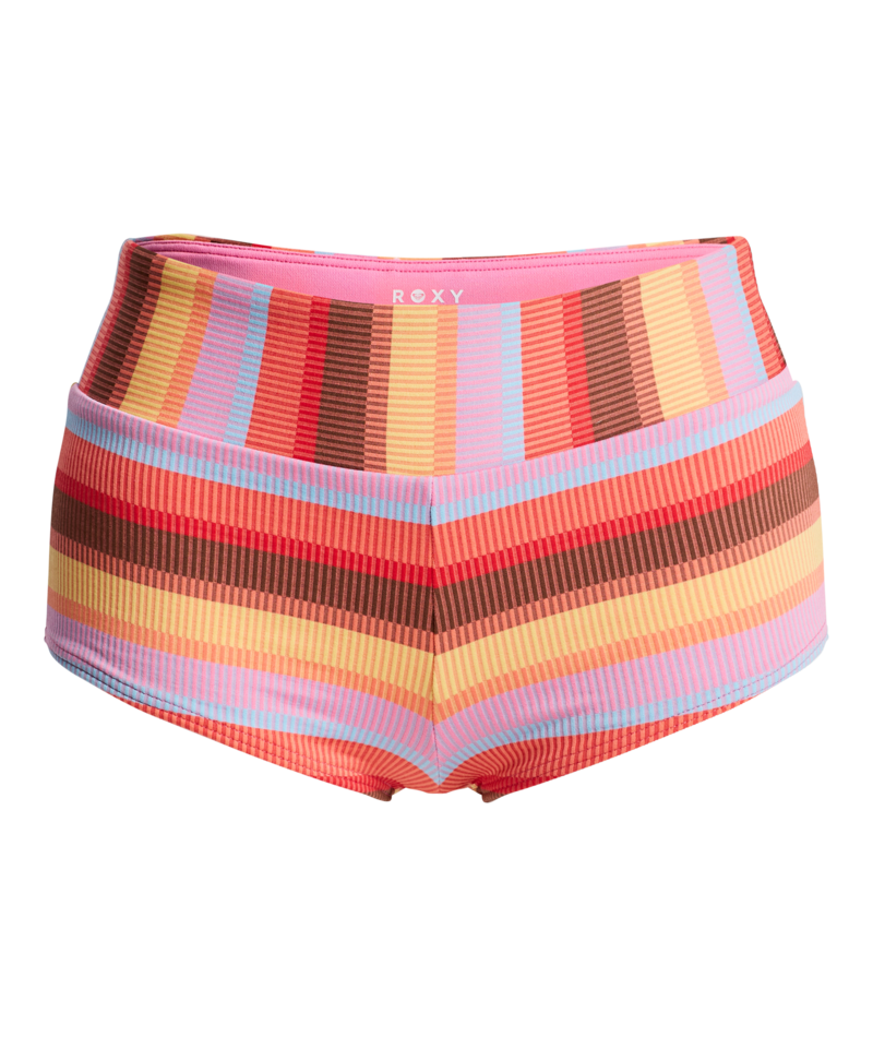 Roxy Sunset Stripe Mid Waist Shorty in PINK COSMOS