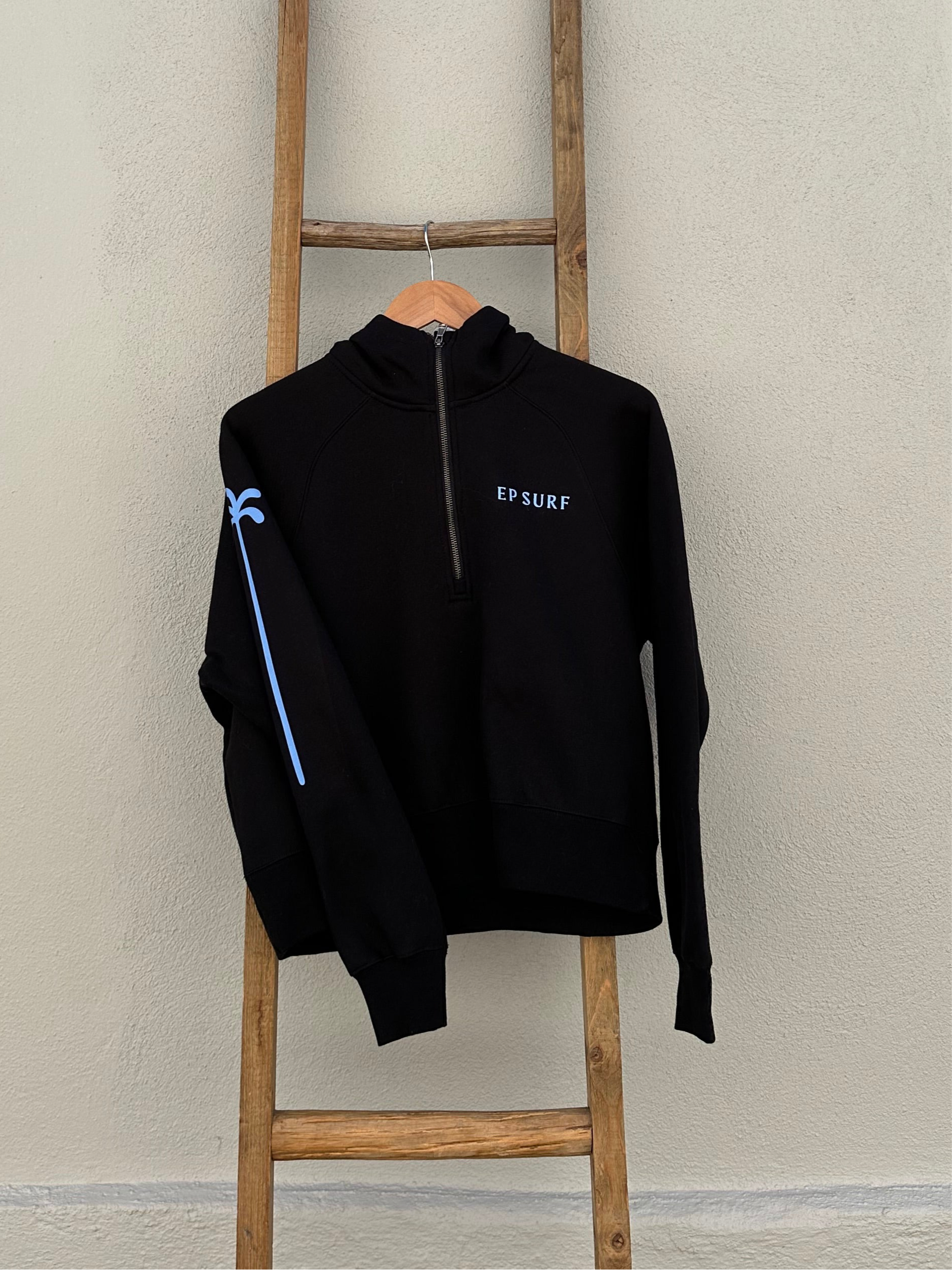EP SURF Womens Palm Quarter Zip Jumper - Black/Blue