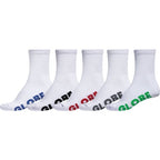Globe Large Stealth Crew Sock 5 Pack in WHITE