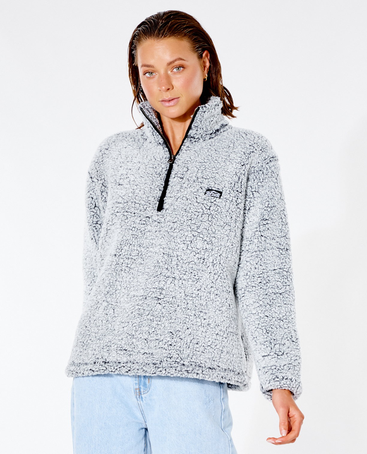 Rip Curl Dark N Stormy 1/4 Zip Crew in LIGHT GREY