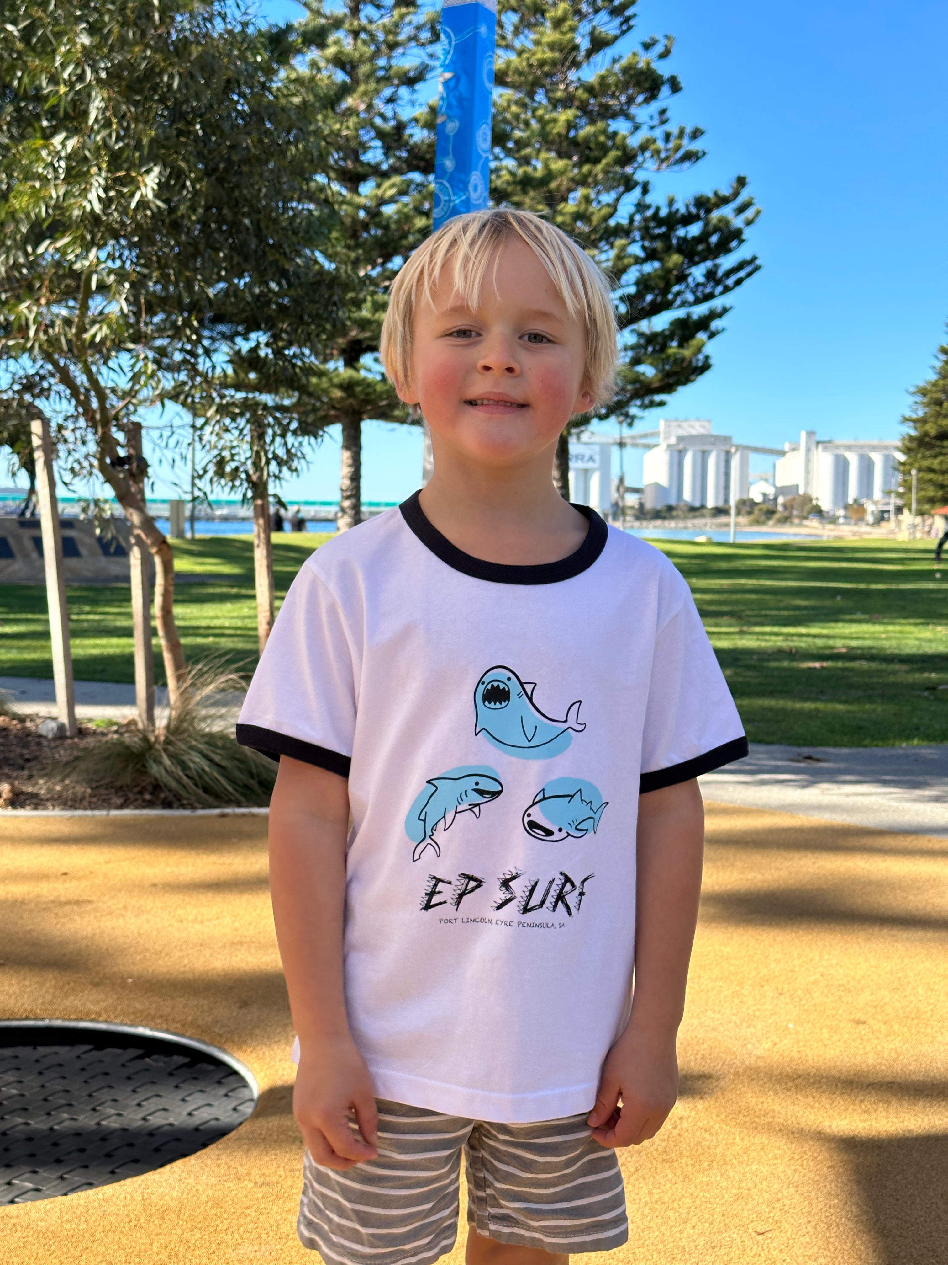 EP SURF Kids Baby Sharks Tee - Navy/White